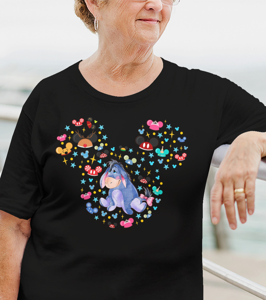 Eeyore Disney Mickey Ears Colorful Icons T-Shirt