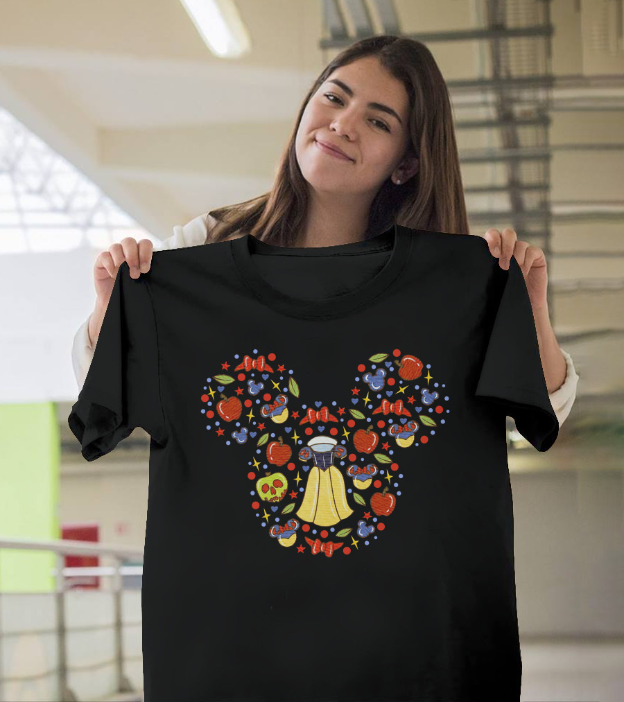 Snow White Mickey Mouse Ears With Apples And Bow Accents T-Shirt