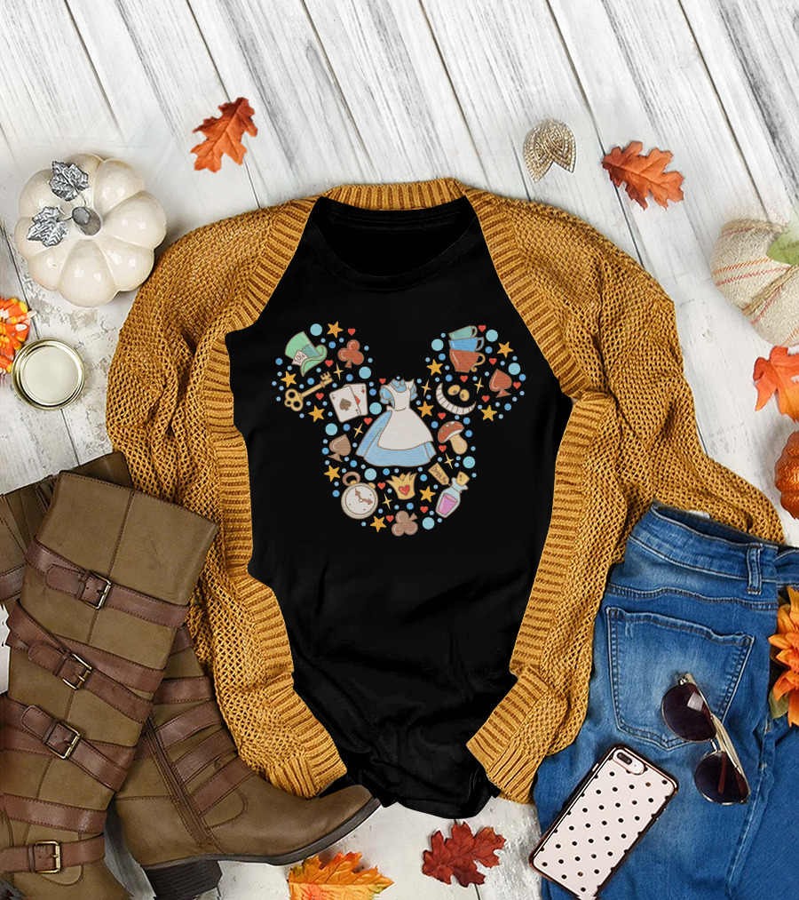 Alice In Wonderland Tea Party Iconic Symbols Disney Elements T-Shirt