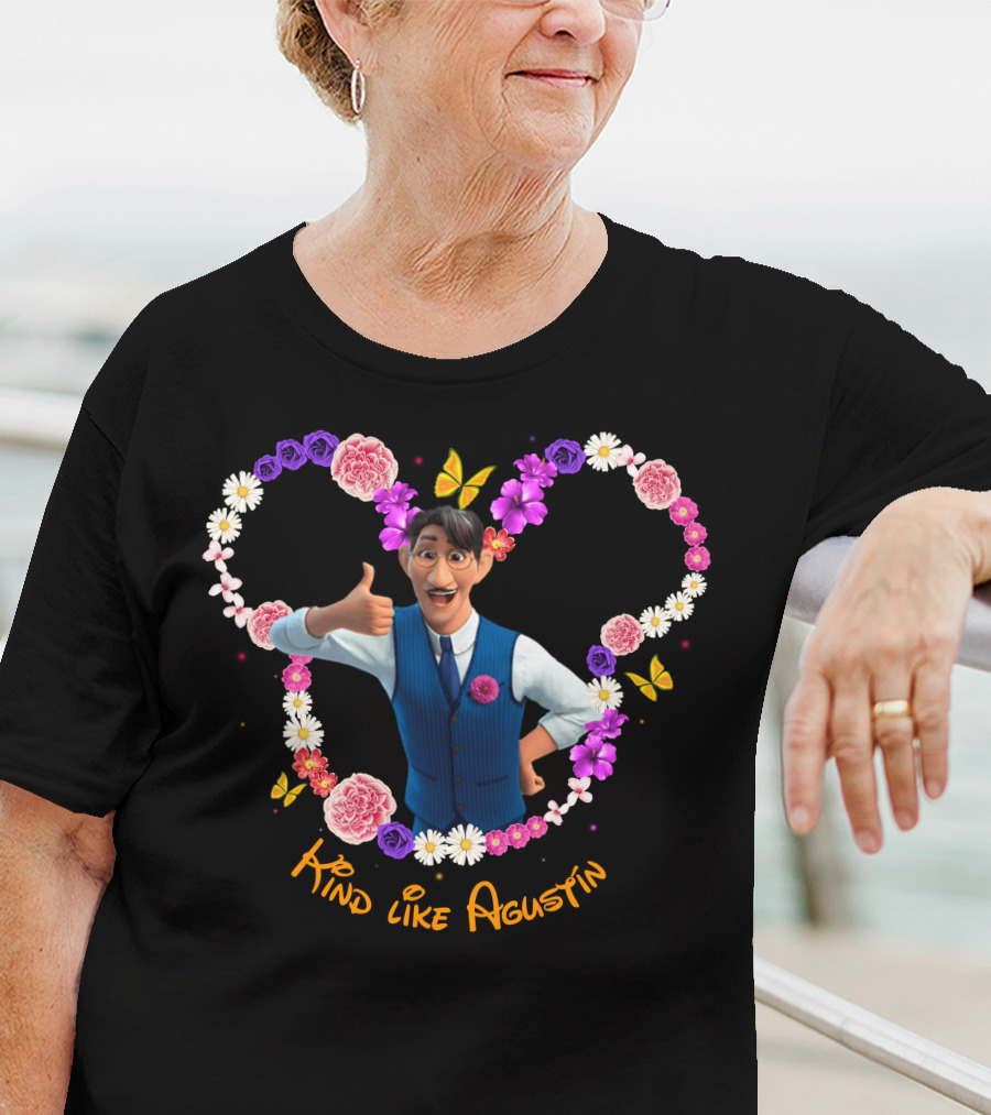 Kind Like Agustín Flowers And Butterflies Heart T-Shirt