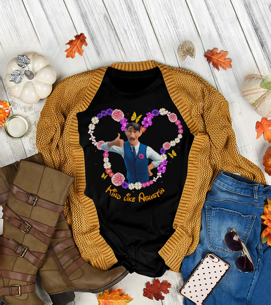 Kind Like Agustín Flowers And Butterflies Heart T-Shirt