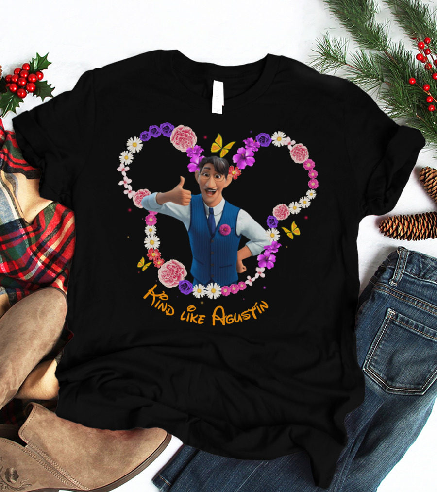 Kind Like Agustín Flowers And Butterflies Heart T-Shirt