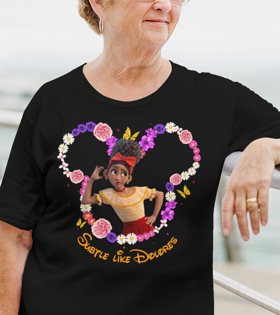Subtle Like Dolores Floral Heart Frame With Butterflies T-Shirt