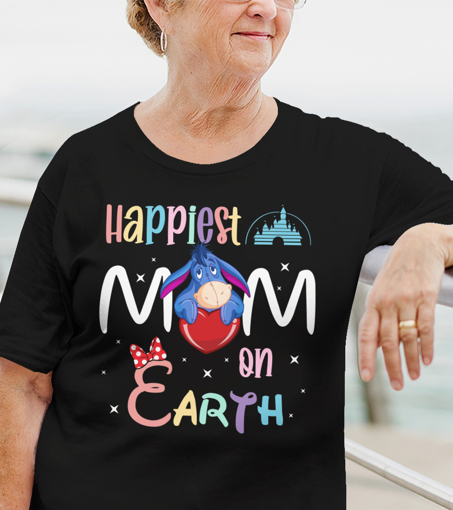 Happiest Mom On Earth Eeyore Disney Castle Minnie Bow T-Shirt