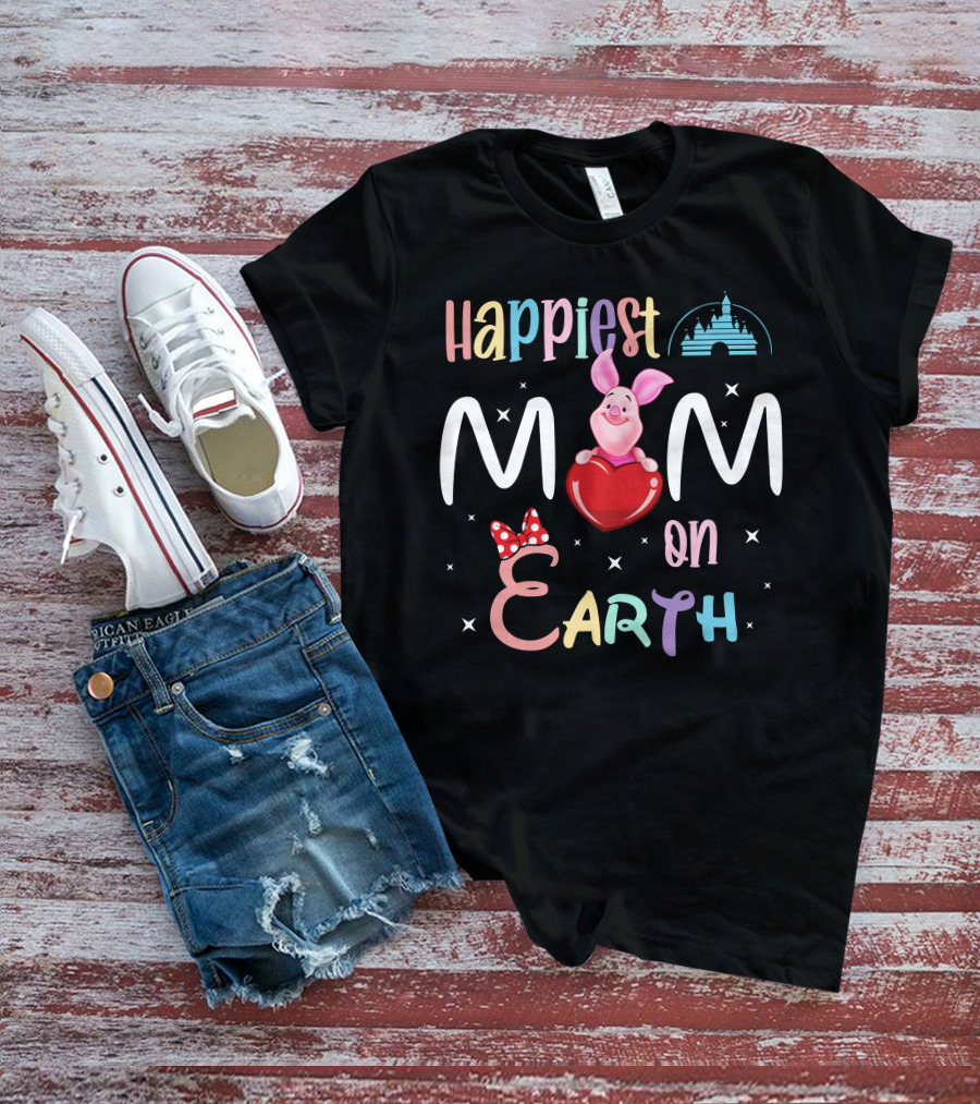 Happiest Mom On Earth Piglet Castle Minnie Bow T-Shirt