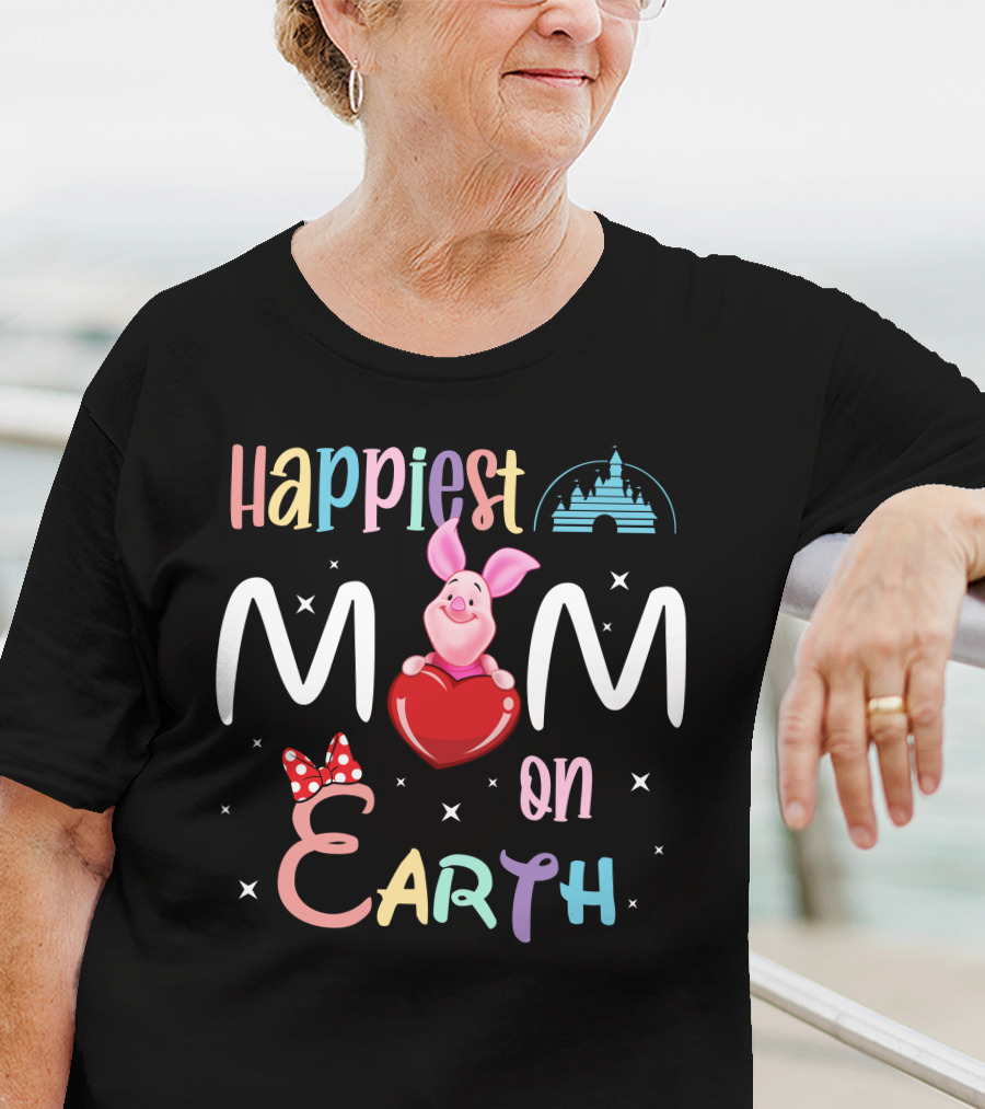 Happiest Mom On Earth Piglet Castle Minnie Bow T-Shirt