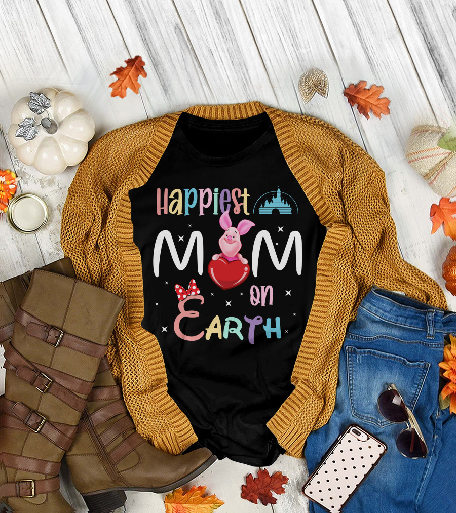Happiest Mom On Earth Piglet Castle Minnie Bow T-Shirt