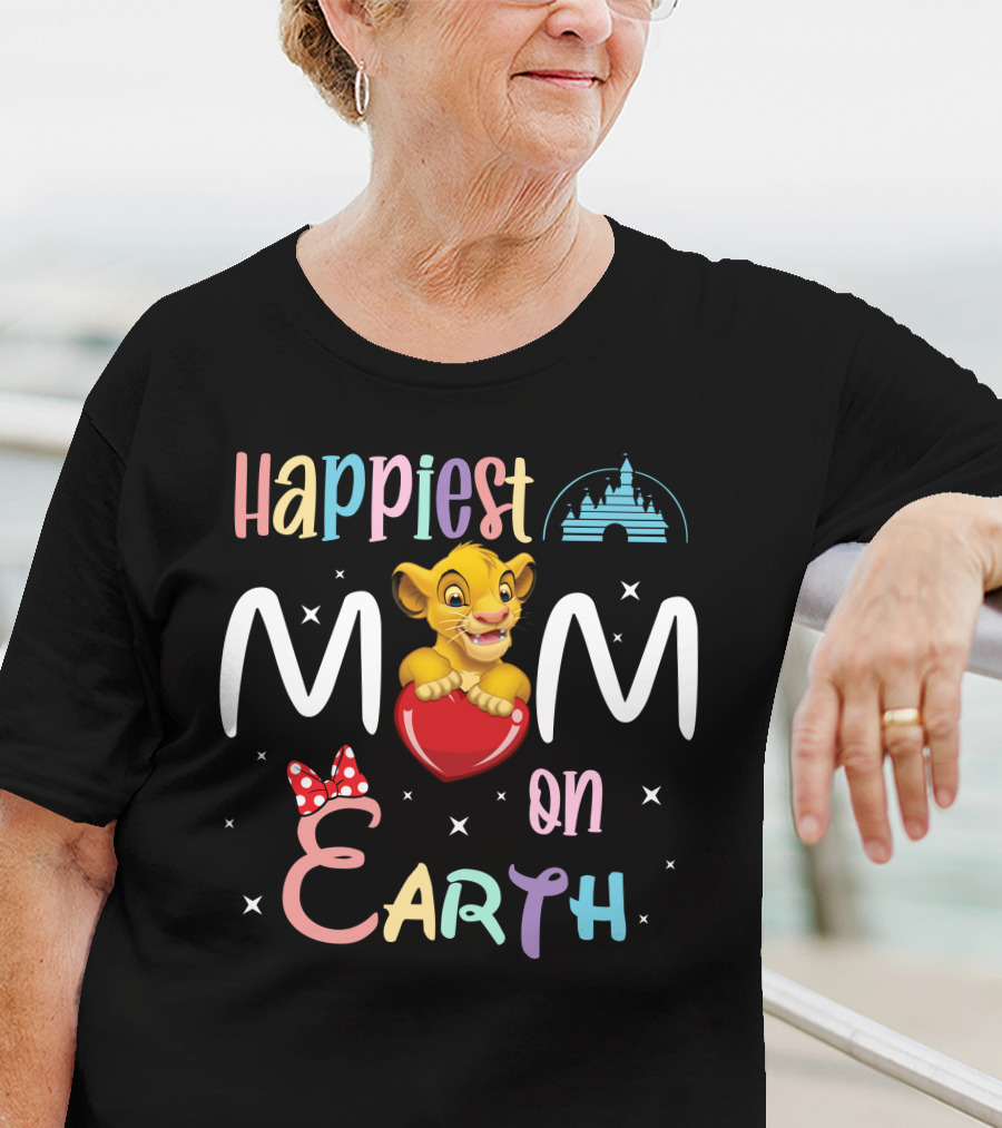 Happiest Mom On Earth Simba Disney Castle Pixar Minnie Bow T-Shirt