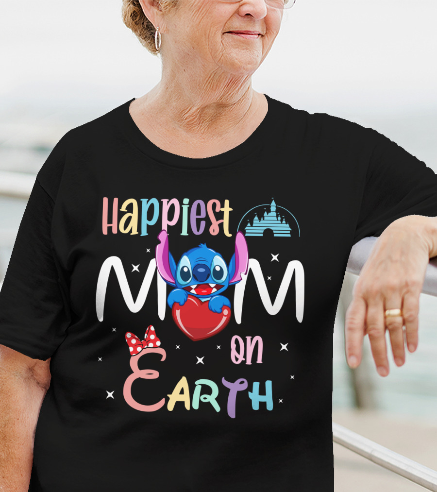 Happiest Mom On Earth Stitch Castle T-Shirt