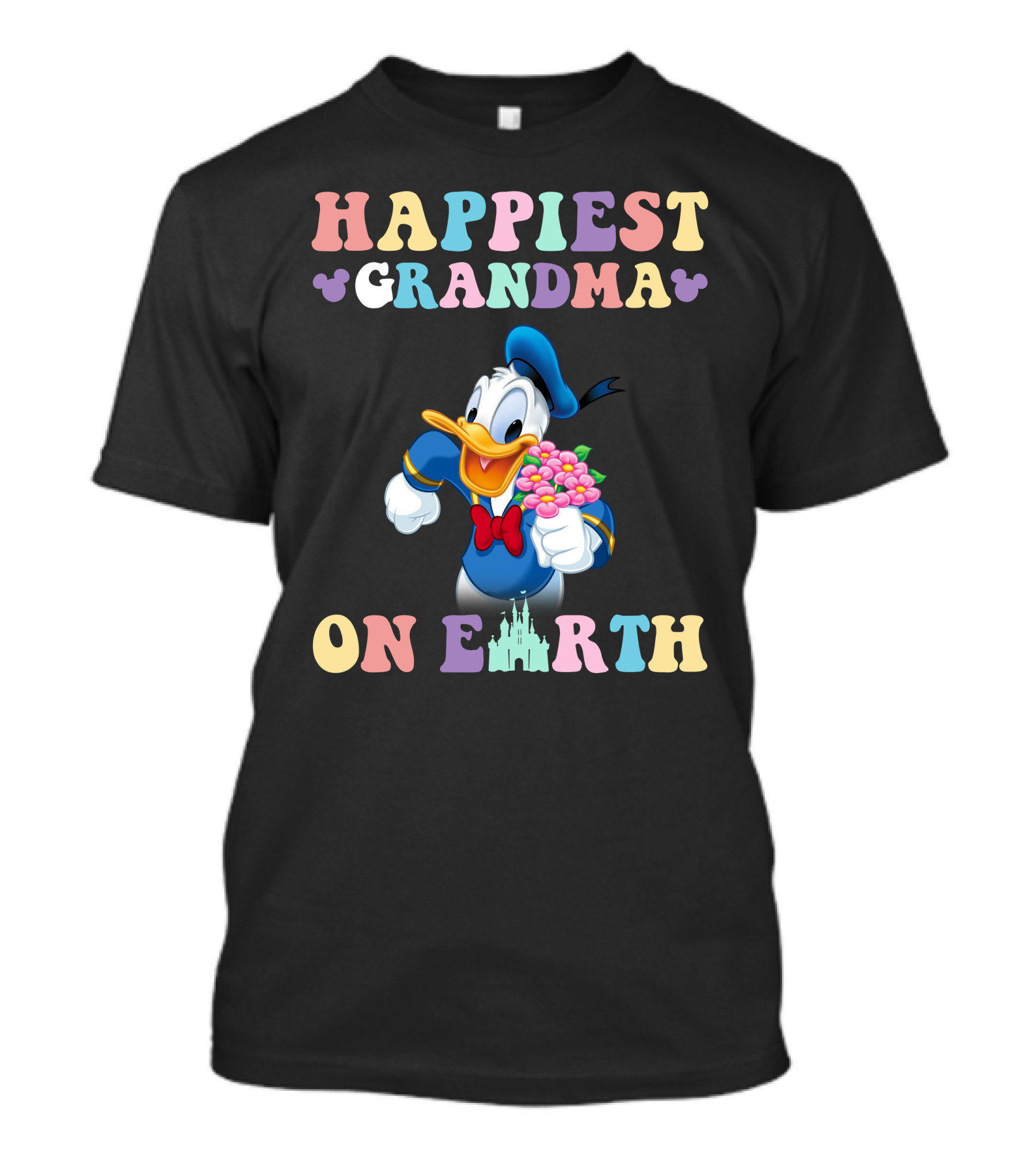 Happiest Grandma On Earth With Donald Duck And Castle T-Shirt