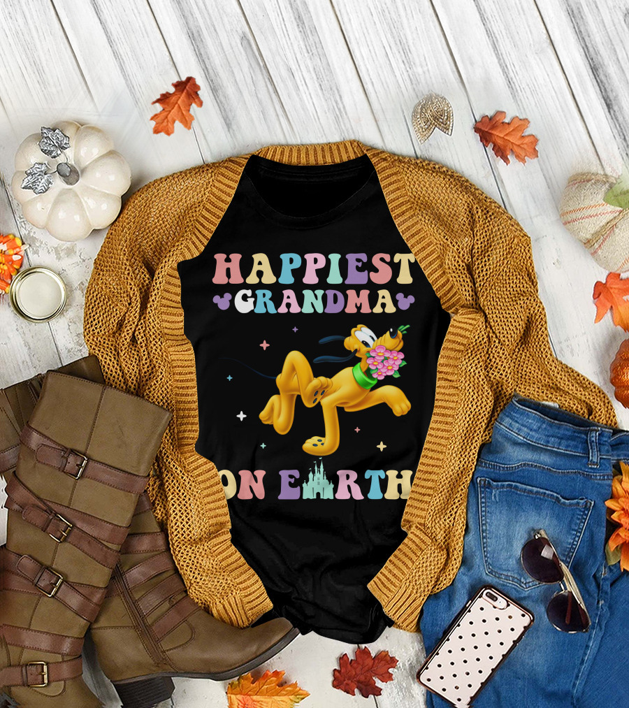 Happiest Grandma On Earth Pluto Disney Castle T-Shirt