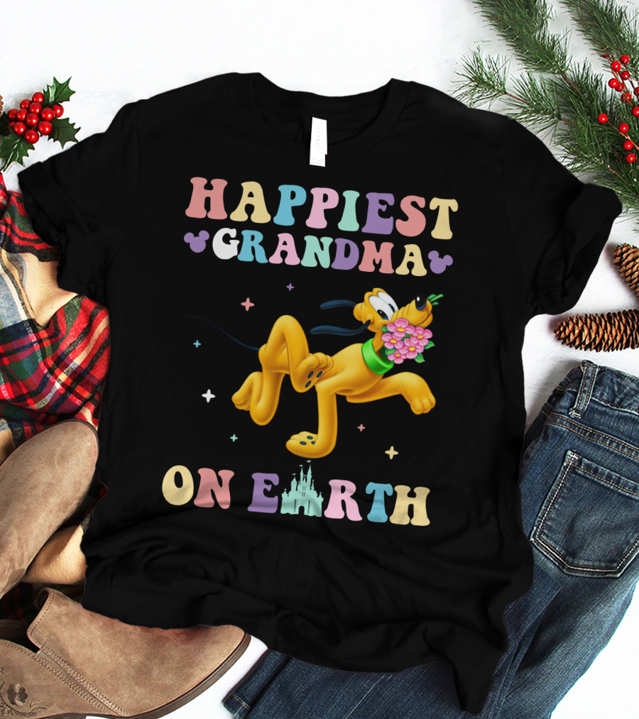 Happiest Grandma On Earth Pluto Disney Castle T-Shirt