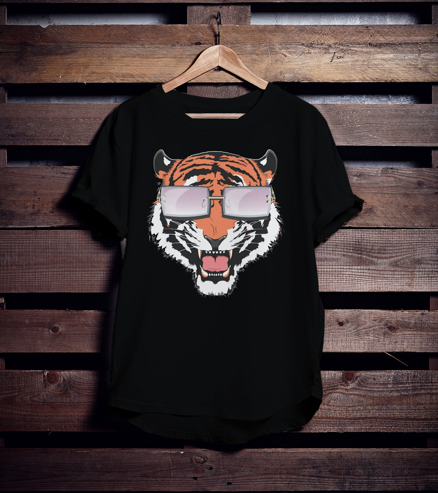 Cincinnati Bengals Tiger Head In Sunglasses T-Shirt