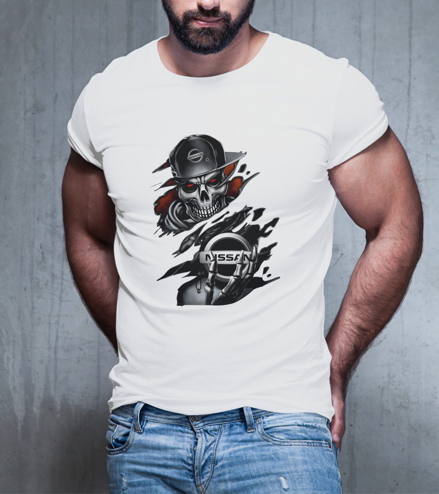 Nissan Navara Skeleton Graphic With Logo And Cap T-Shirt