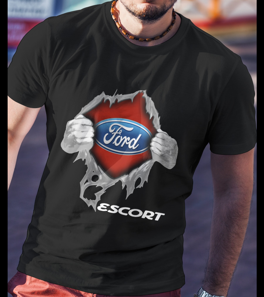 Ford Escort 01 Logo Display With Torn Effect T-Shirt