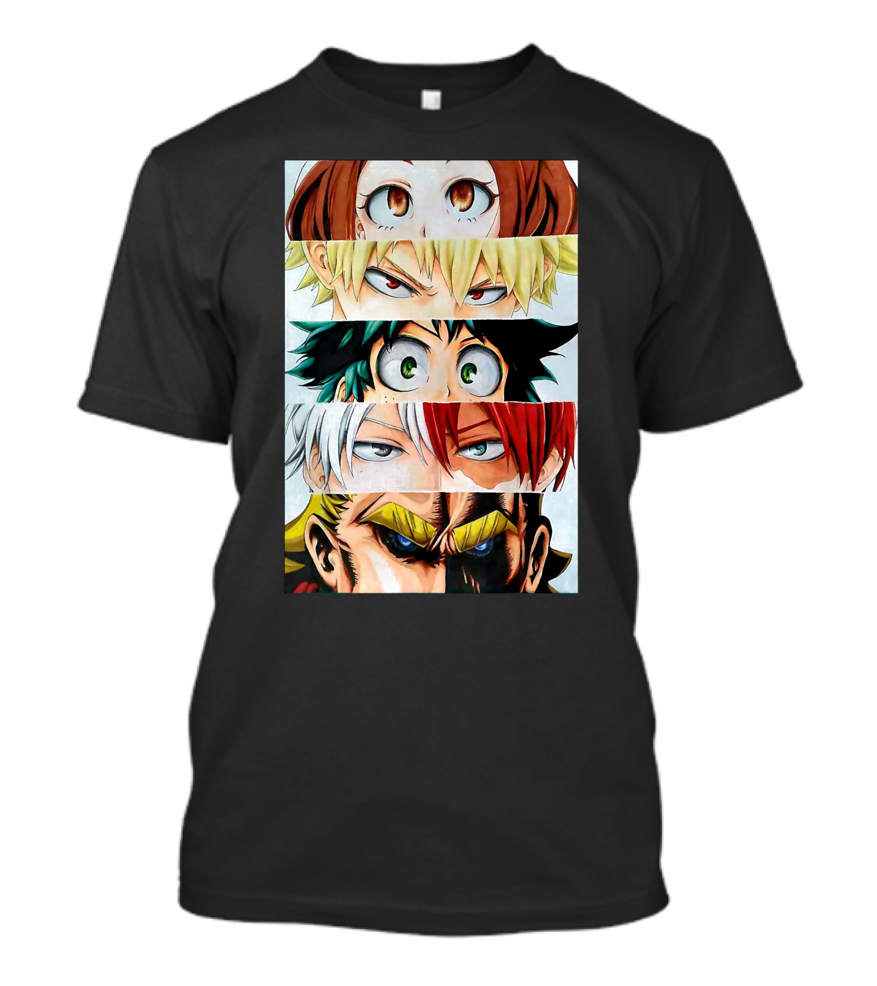 Academia My Hero Characters Staring Eyes Todoroki Midoriya All Might T-Shirt