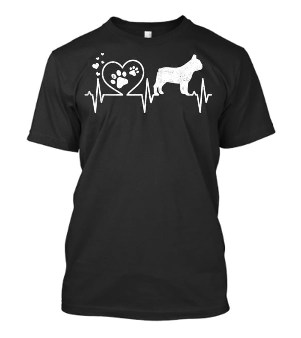 Frenchie French Bulldog Heartbeat Mom Dad Mama Love T-Shirt