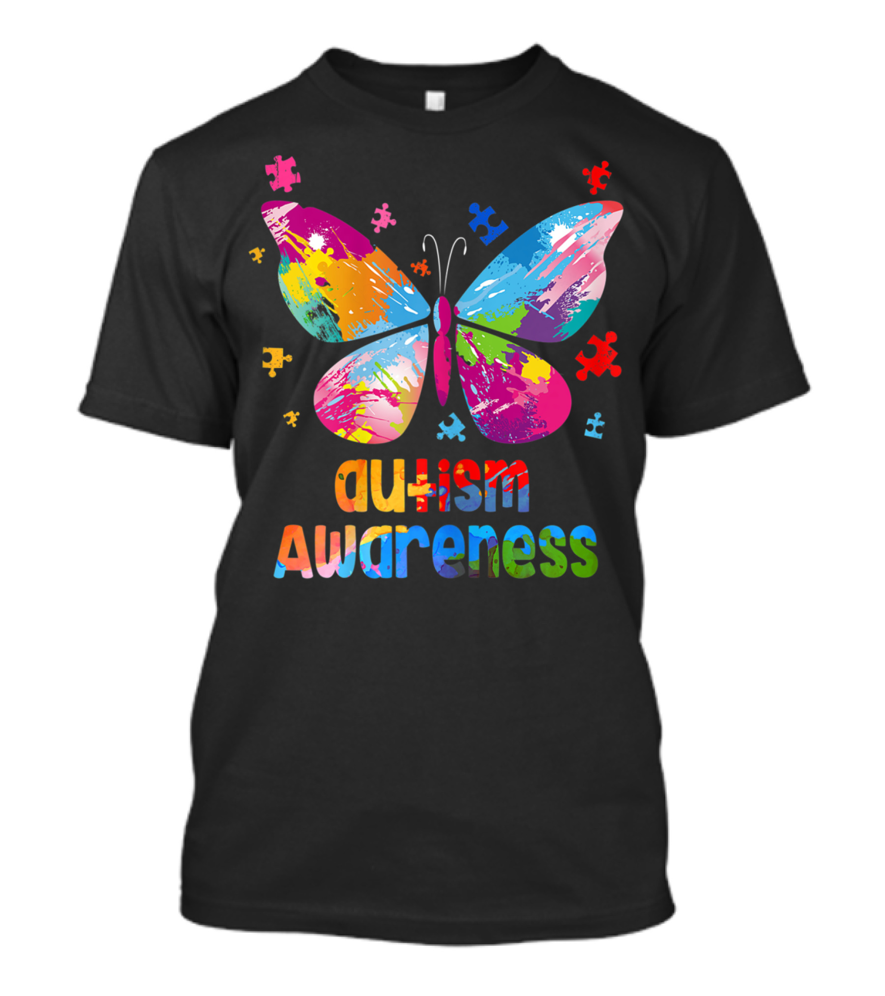 Autism Awareness Butterfly Puzzle Piece Girls T-Shirt