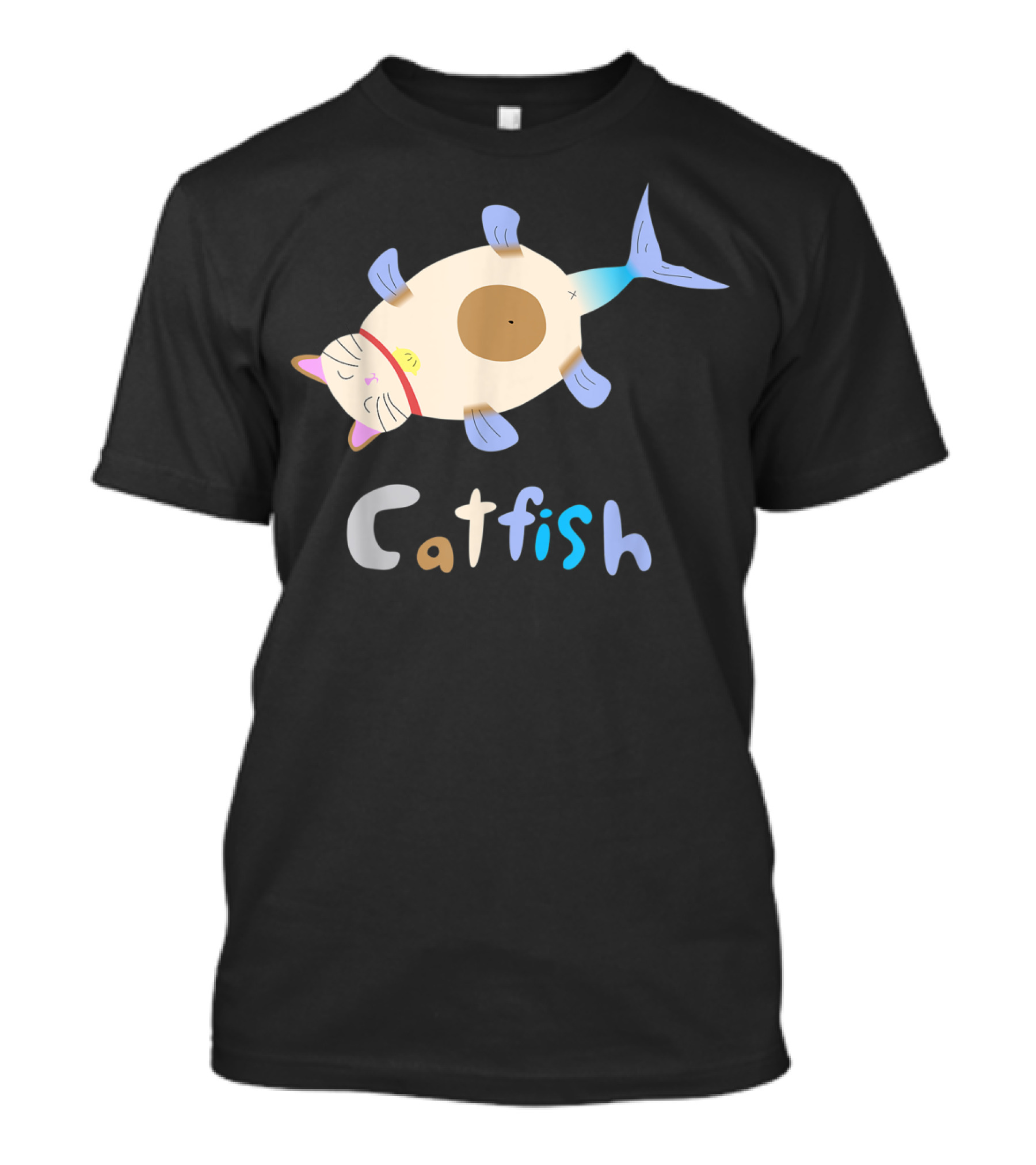 Catfish Sleeping Cat Head Fish Body Playful T-Shirt