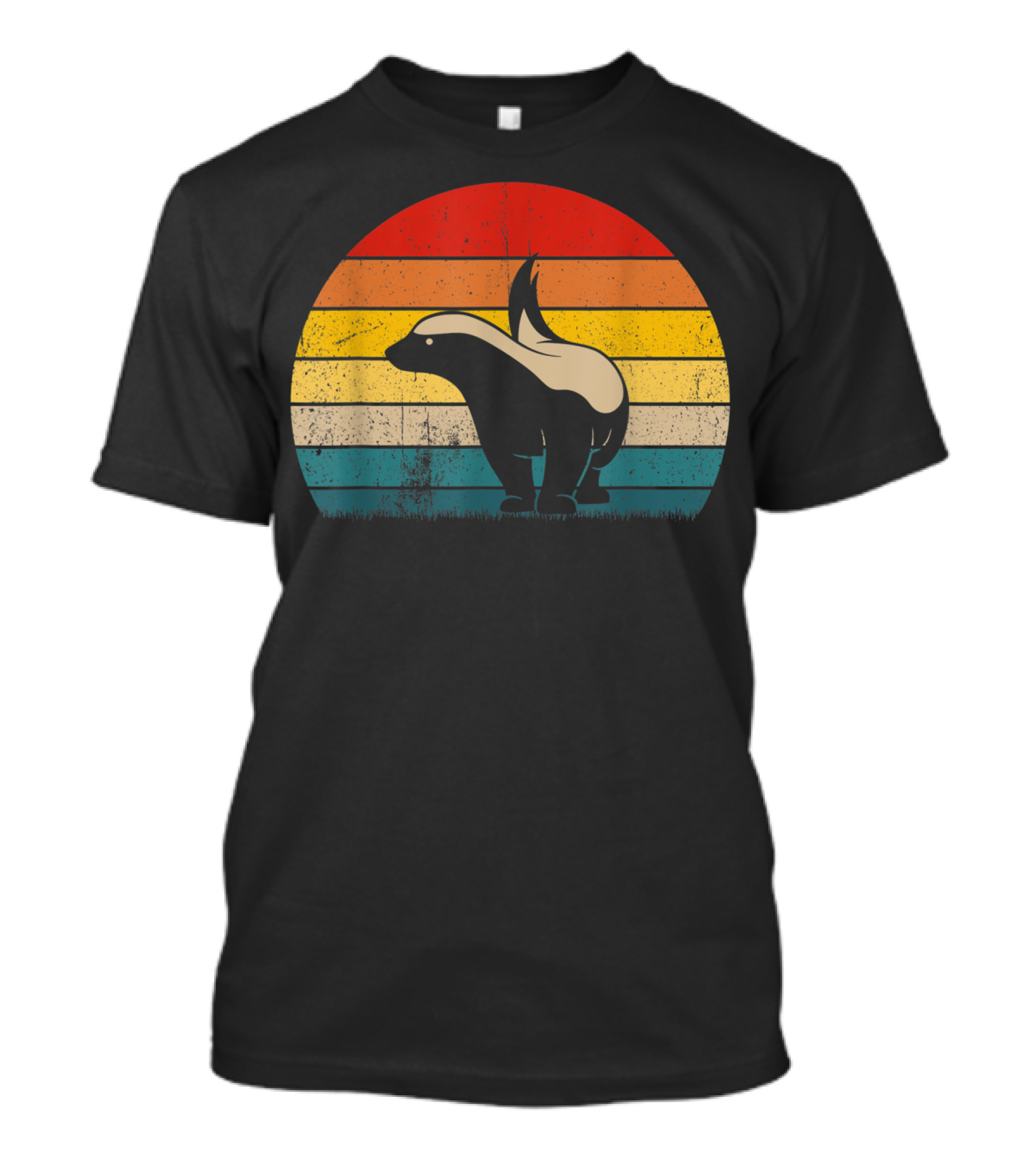 Honey Badger Vintage Sunset Silhouette Retro Style Animal T-Shirt