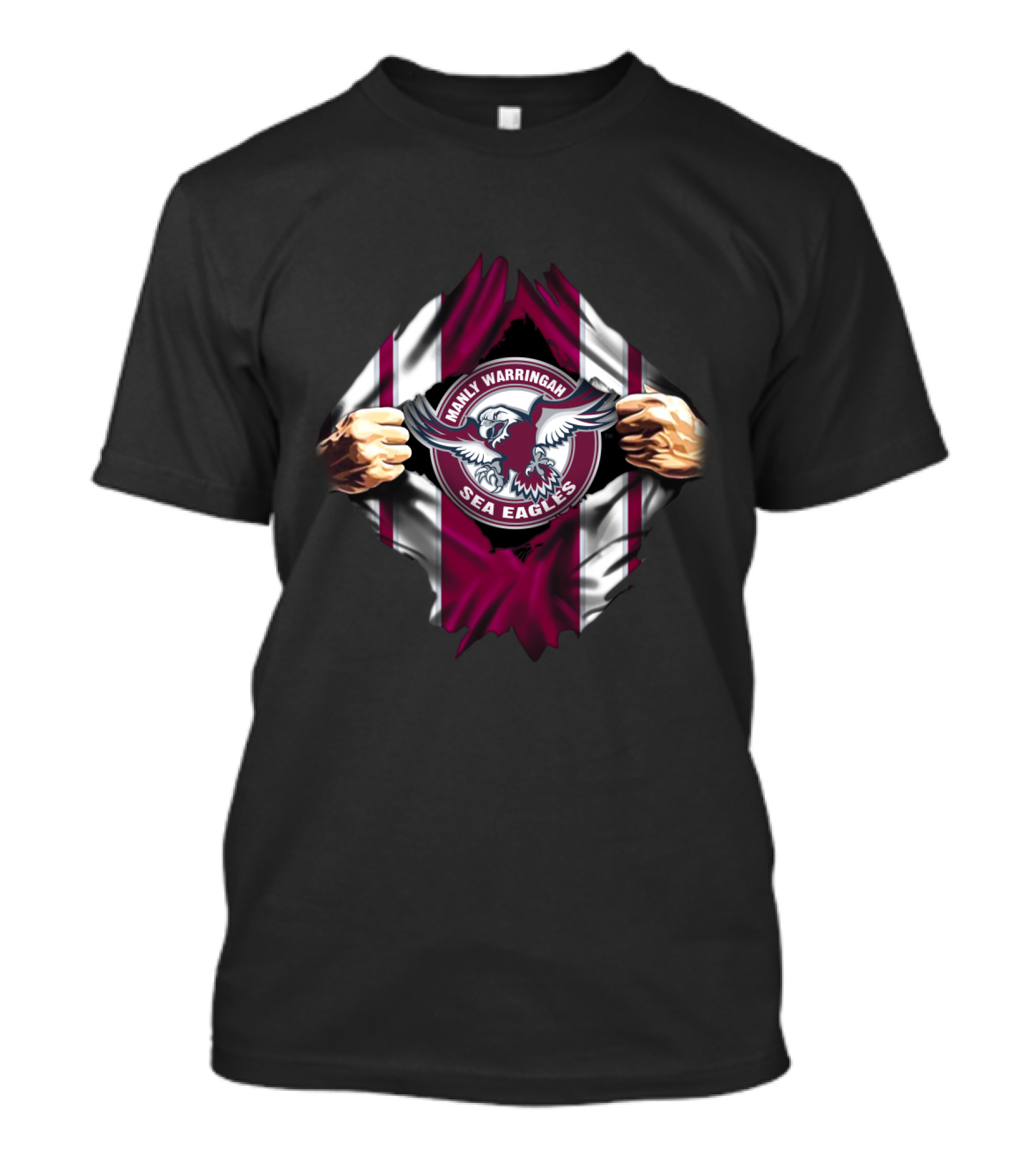 Manly Warringah Sea Eagles Emblem Torn Flag T-Shirt