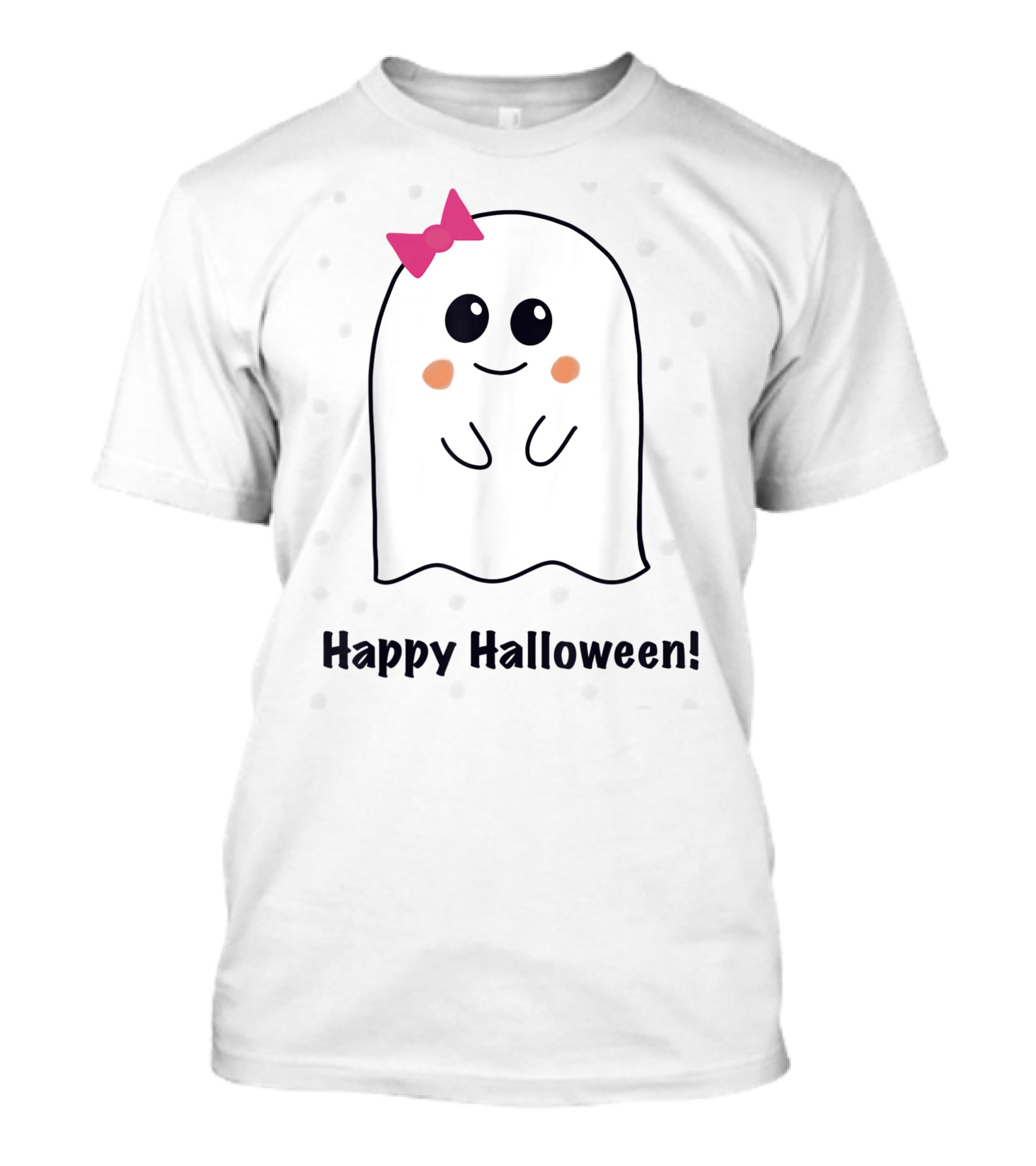 Happy Halloween Cute Ghost With Pink Bow T-Shirt