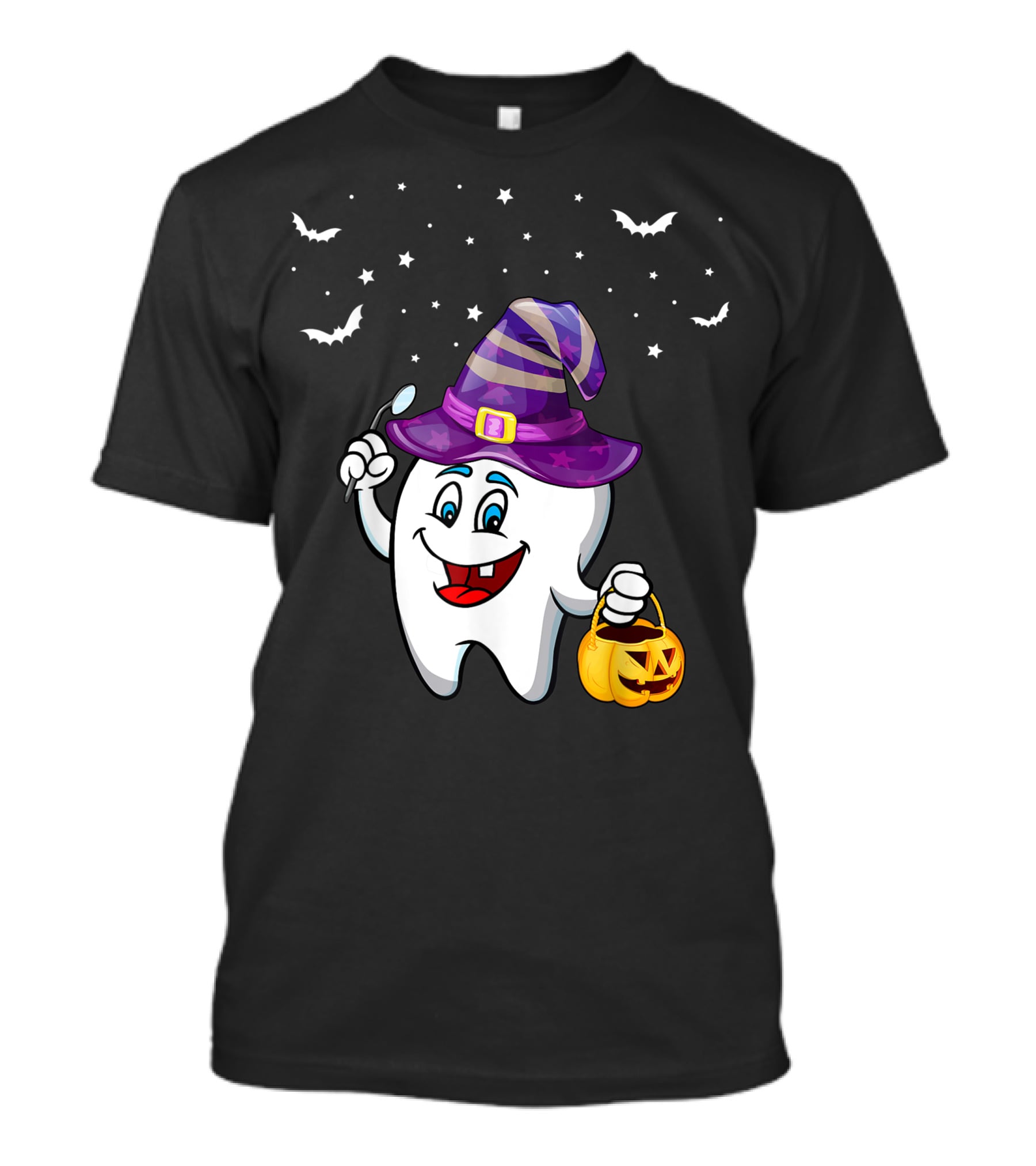Dentist Halloween Tooth Witch Hat Pumpkin Dental Hygienist Dental Assistant T-Shirt