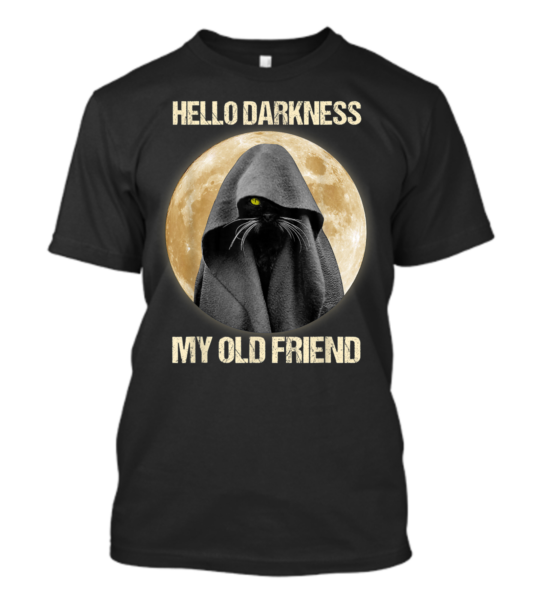 Hello Darkness My Old Friend Black Cat Moon Cloak T-Shirt
