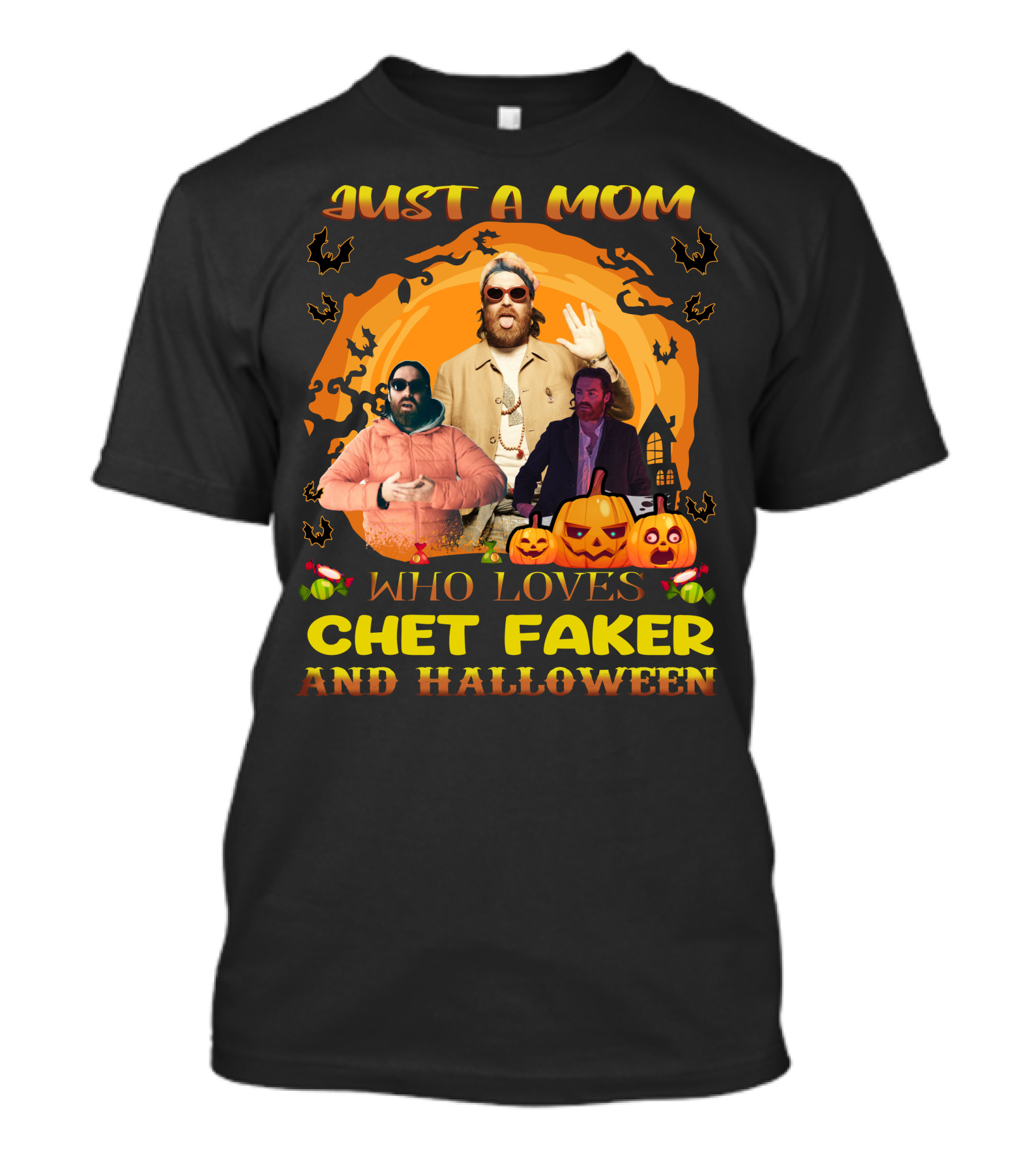 Just A Mom Who Loves Chet Fakerr And Halloween Pumpkins Bats T-Shirt