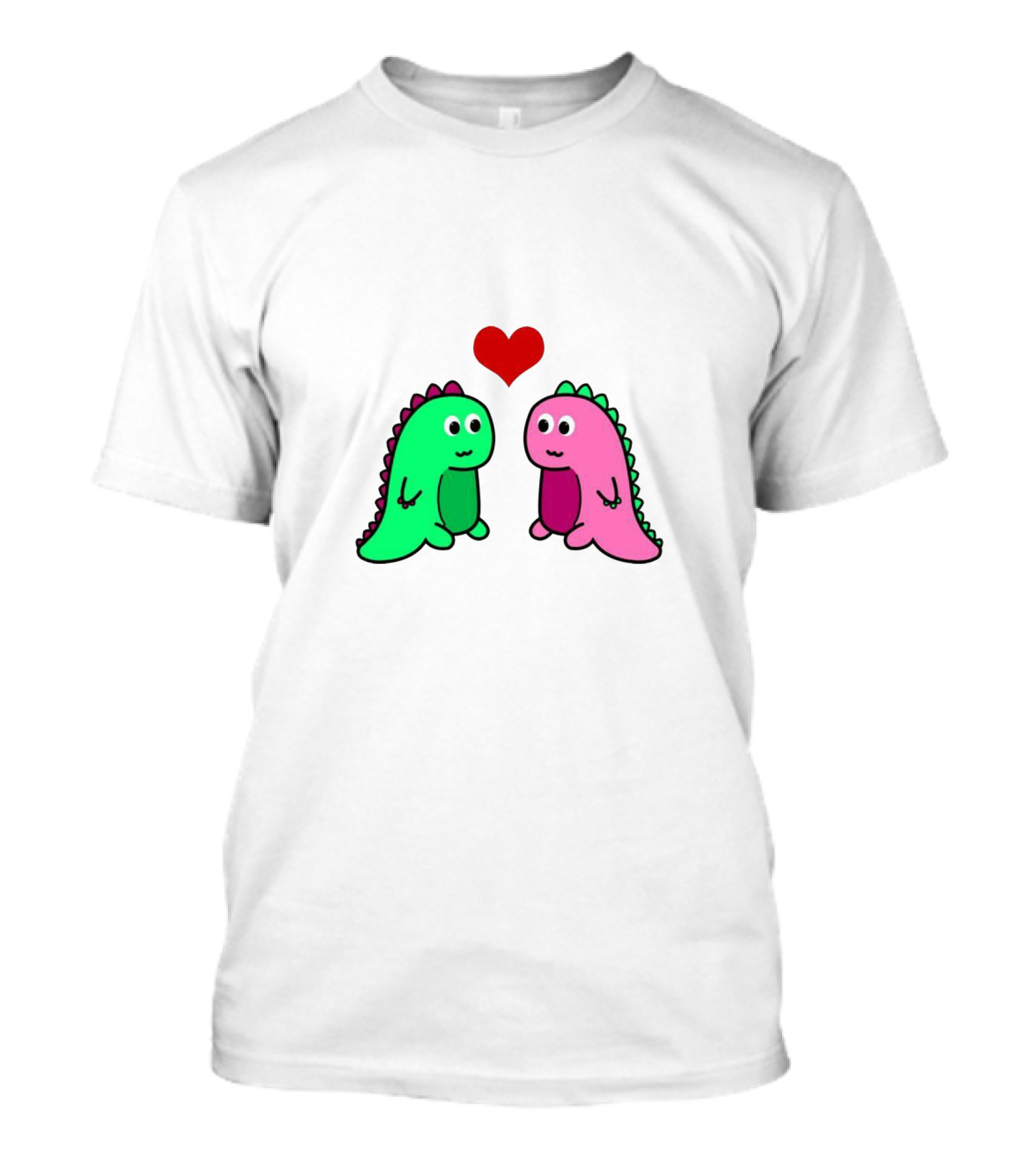 LaurDIY Green And Pink Dinosaur Heart T-Shirt