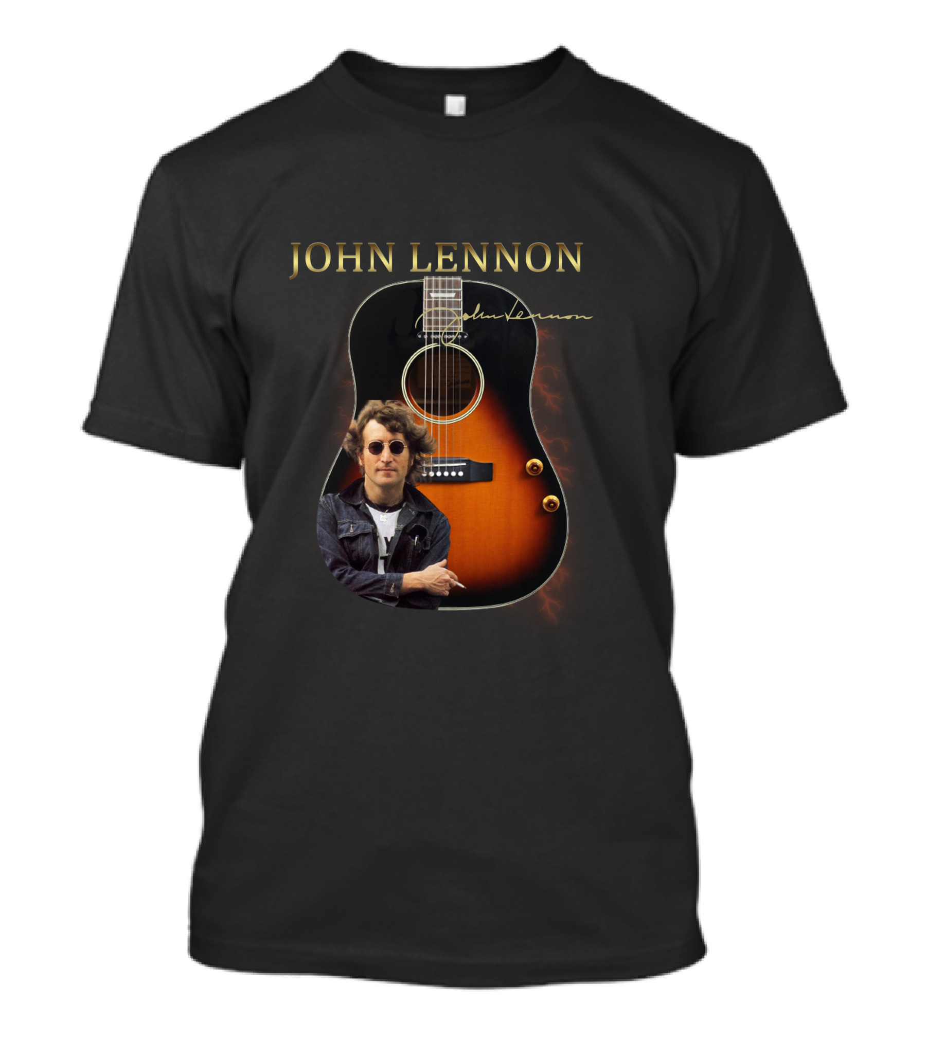 John Lennon Signature Acoustic Guitar T-Shirt