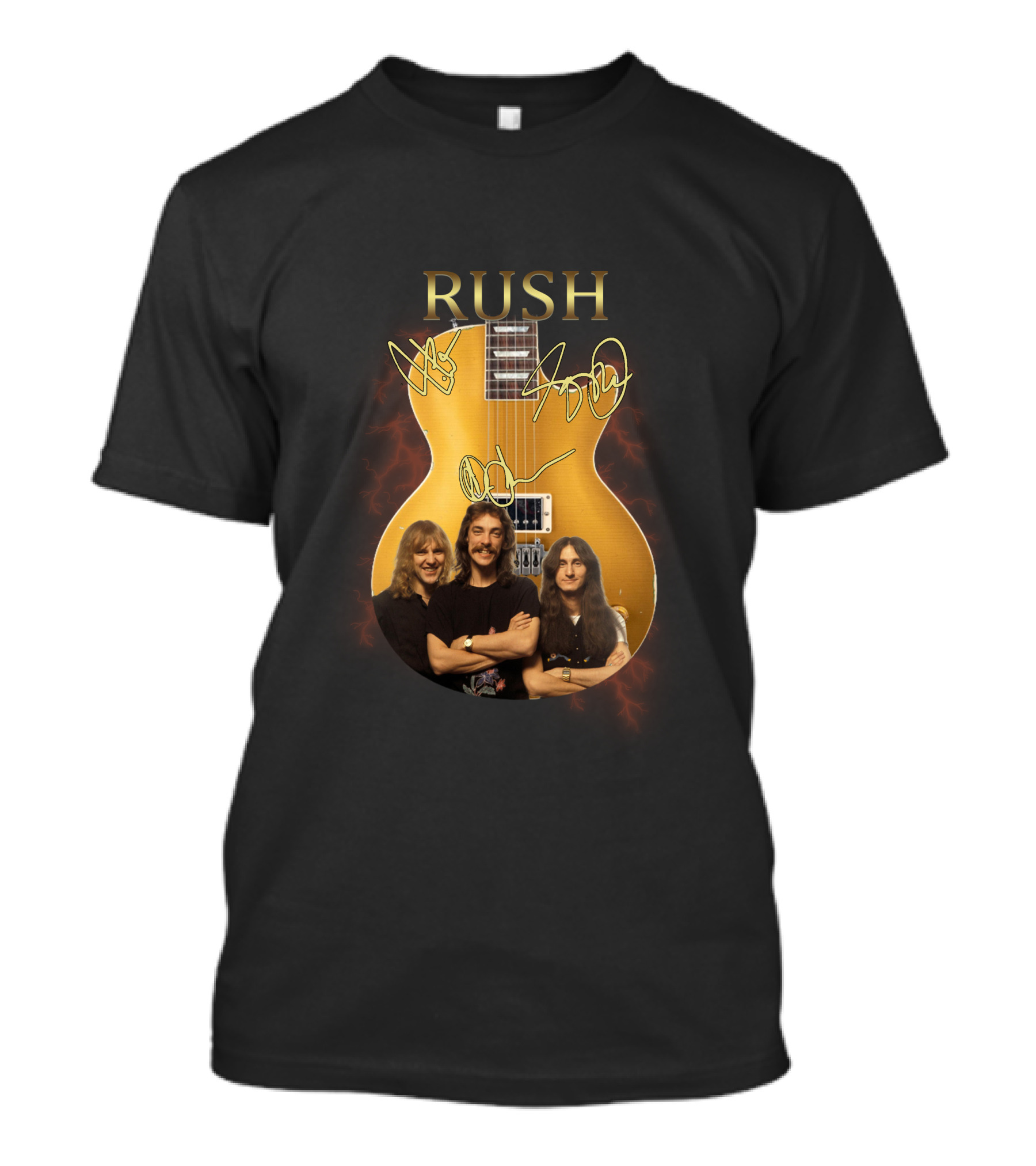 Rush Signature Guitar With Band Members And Autographs T-Shirt