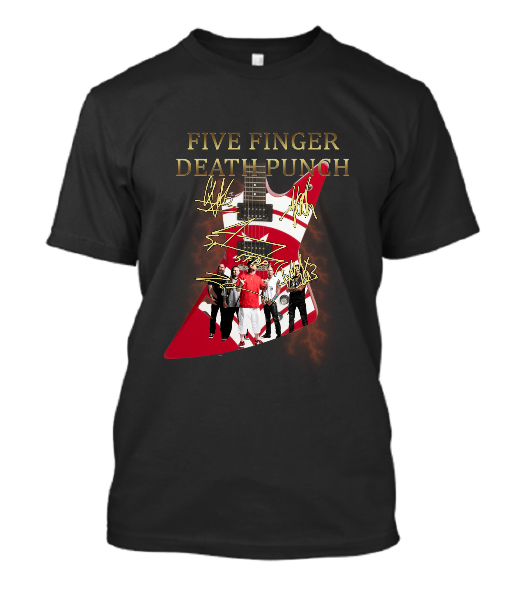 Five Finger Death Punch Signature Guitar Band Autograph T-Shirt