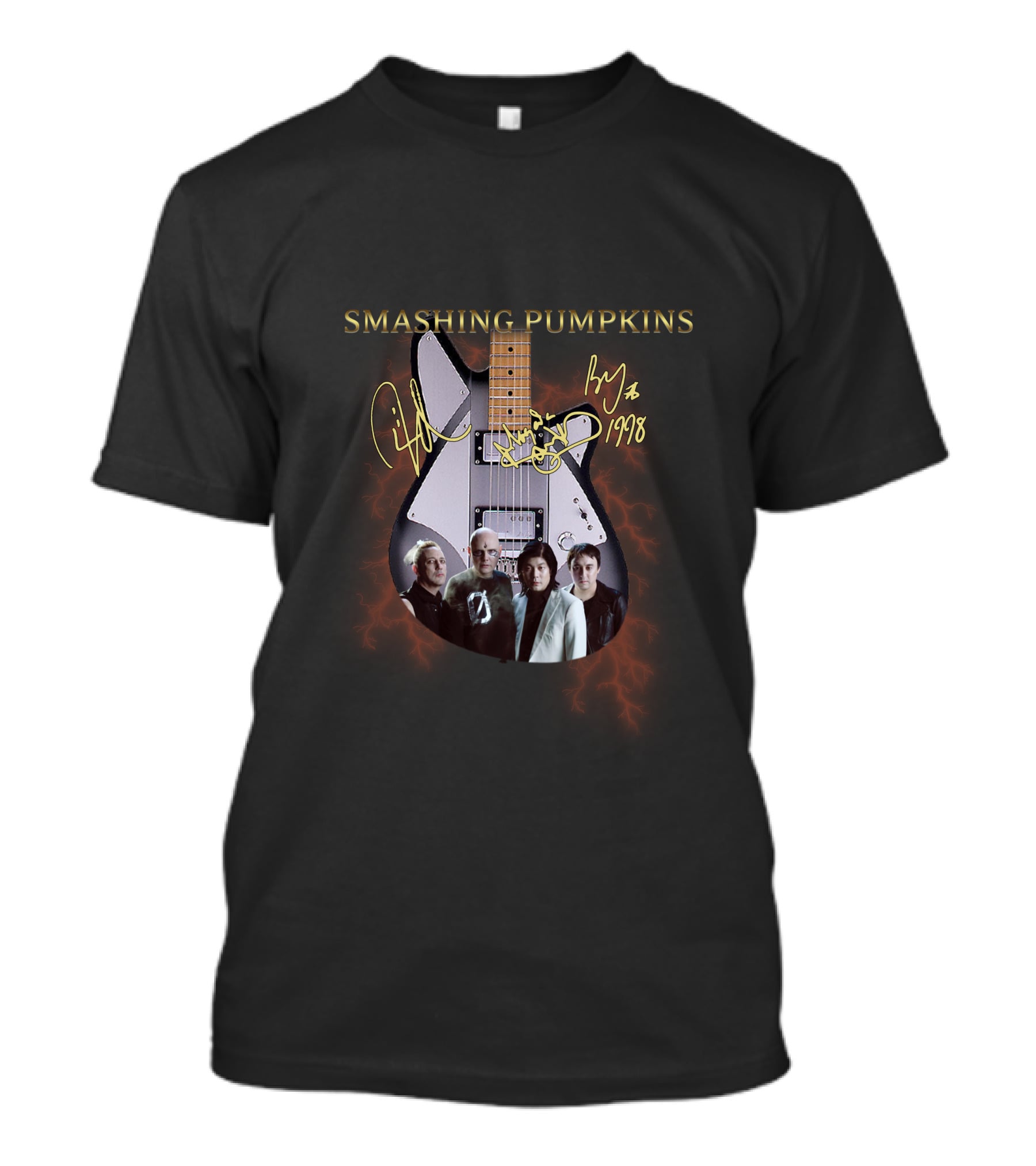 Smashing Pumpkins Signature Guitar With Band Photo 1998 T-Shirt