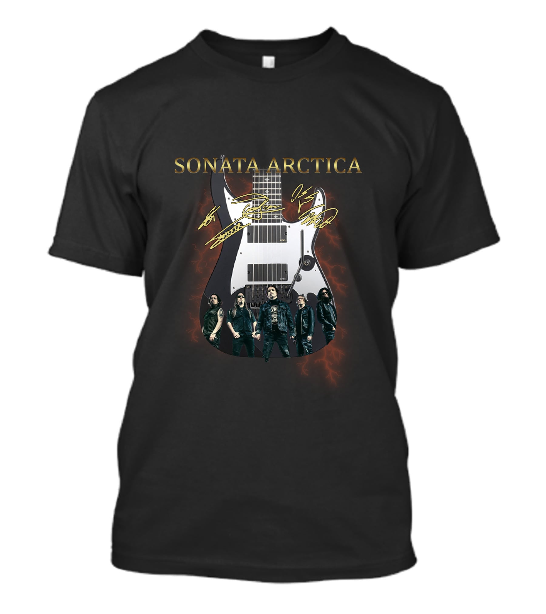 SONATA ARCTICA Signature Guitar With Band Members Autographs And Image T-Shirt