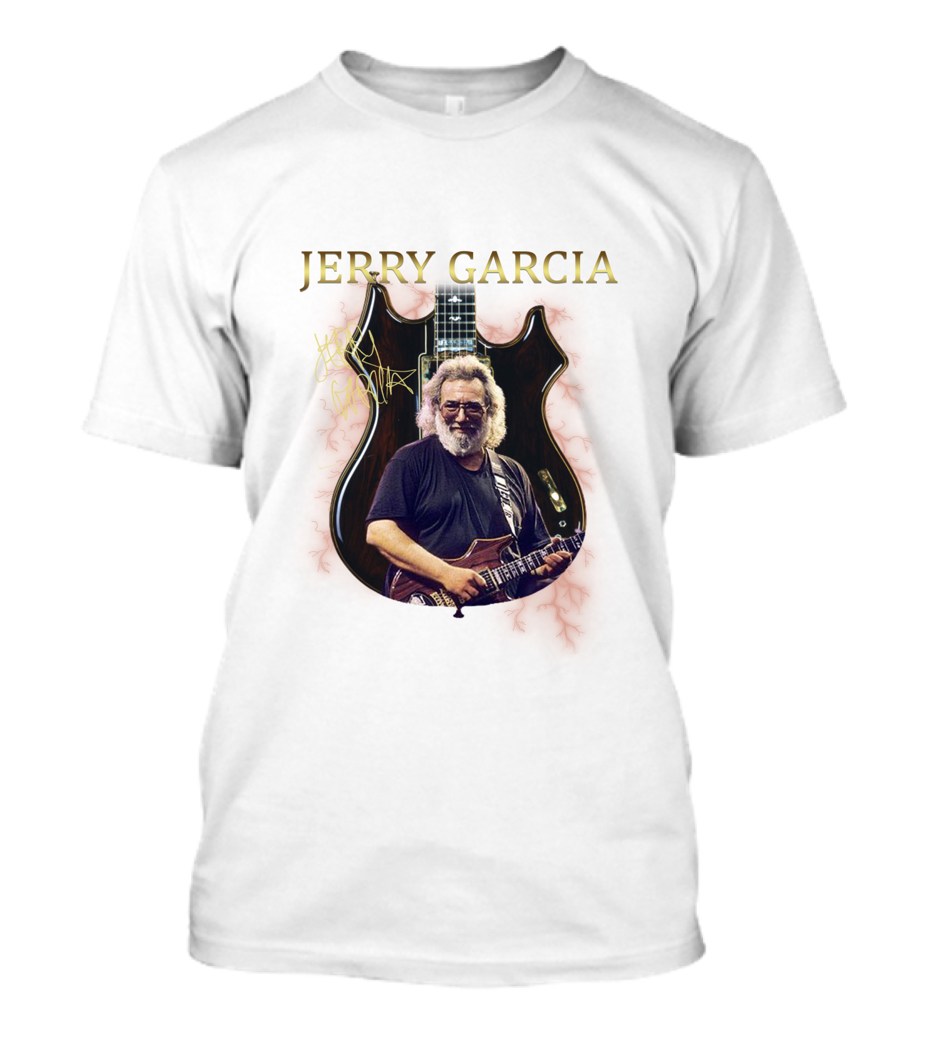 Jerry Garcia Signature Guitar Image With Jerry Garcia T-Shirt