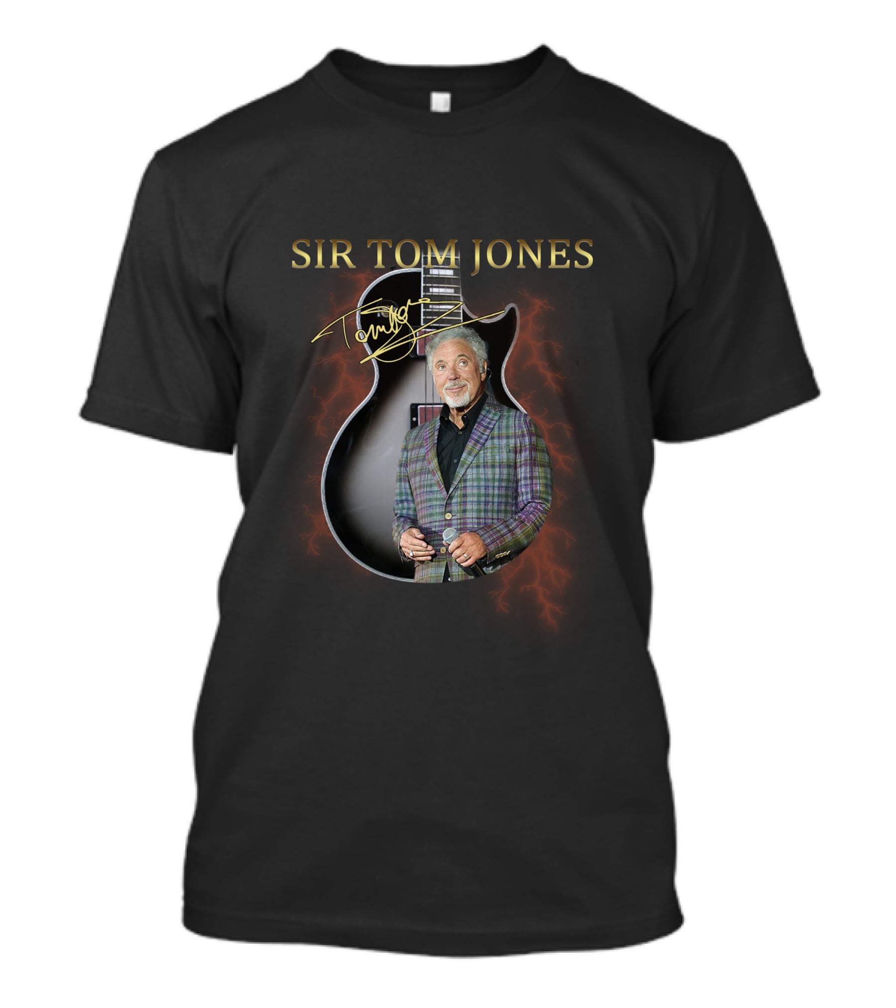 Sir Tom Jones Guitar With Legendary And Iconic Plaid Jacket T-Shirt