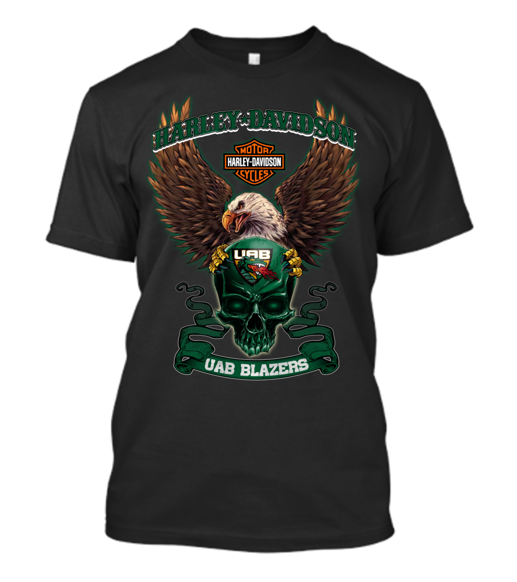 Harley Davidson Motor Cycles Uab Blazers Eagle Skull T-Shirt