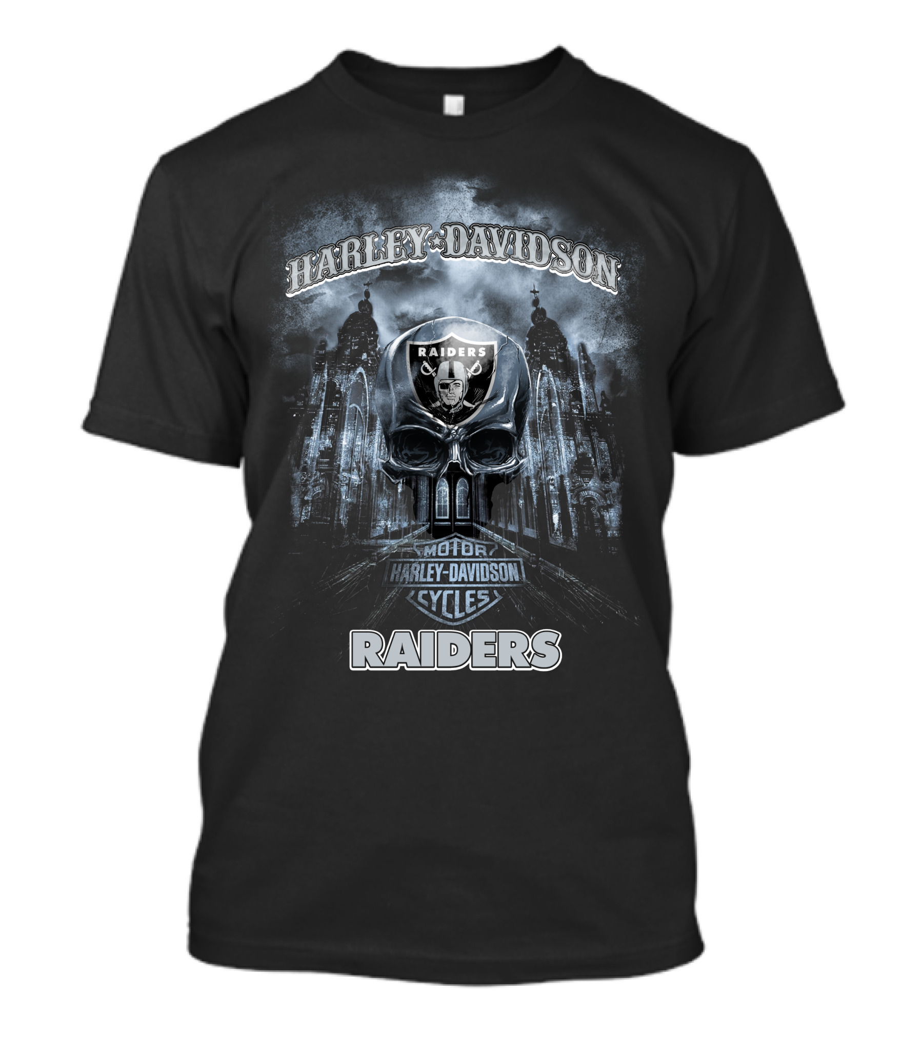 Harley Davidson Las Vegas Raiders Motorcycles Skull T-Shirt