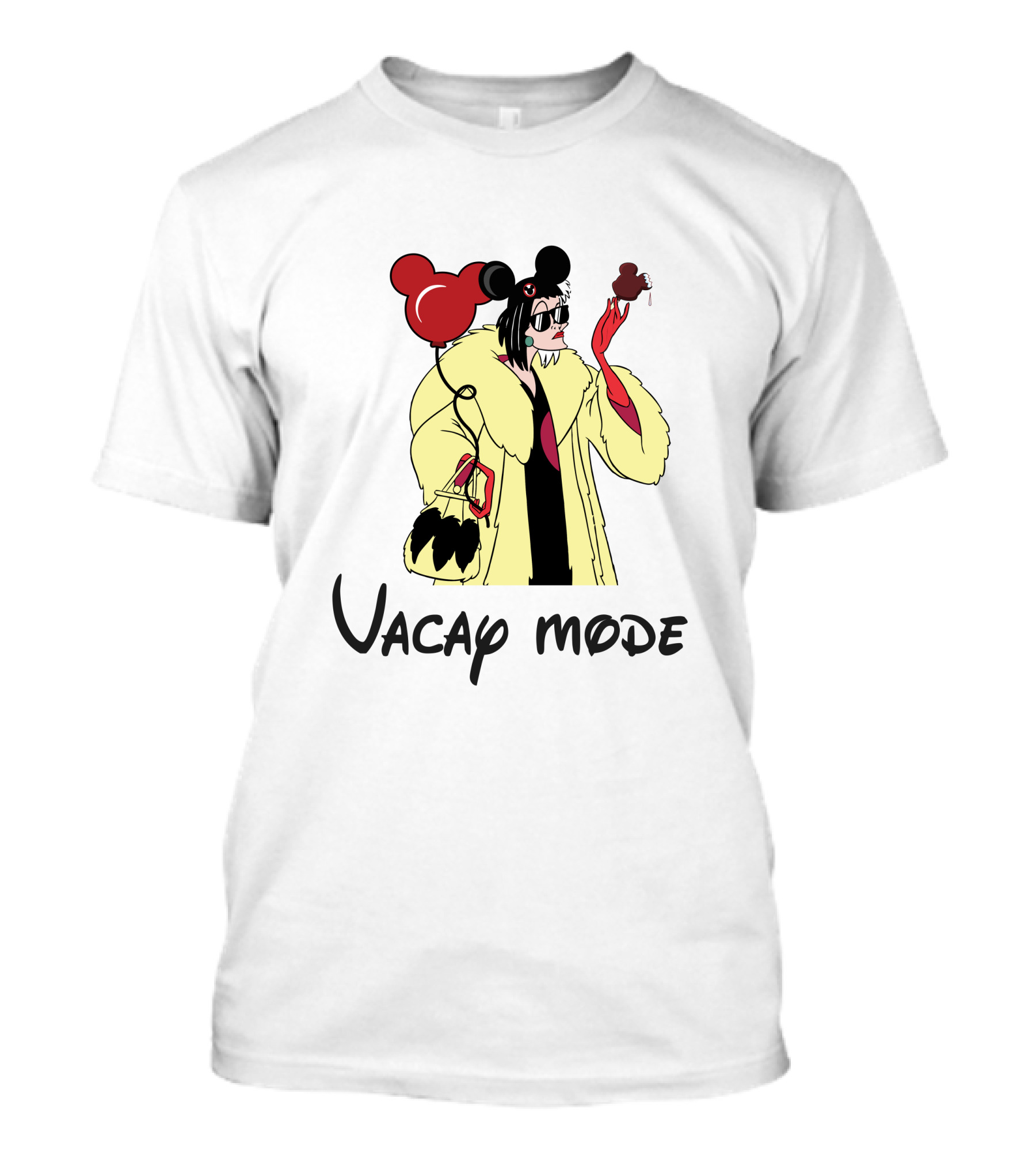 Cruella De Vil Vacay Mode Mickey Ears Balloon Ice Cream T-Shirt