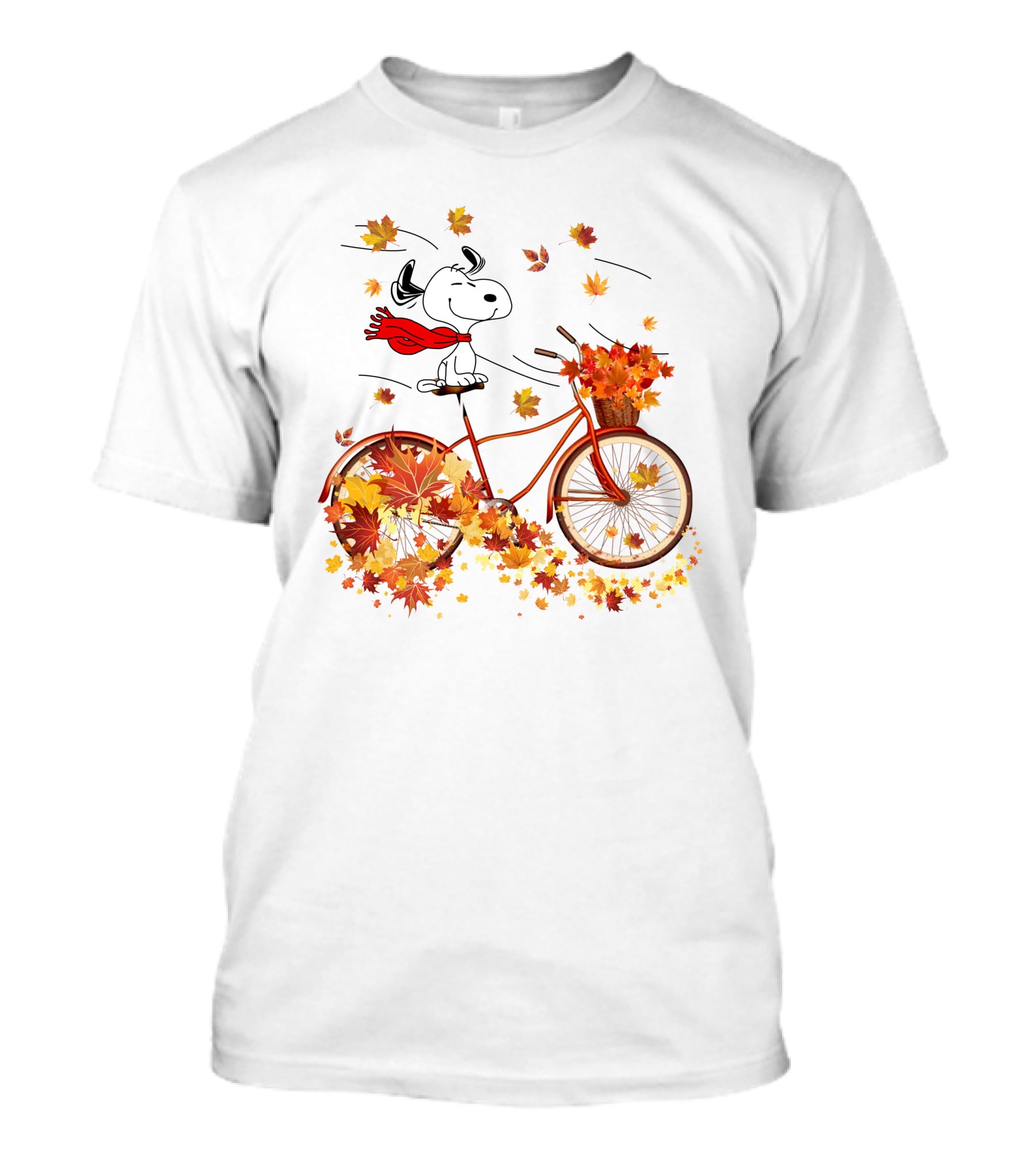 Snoopy Bicycle Autumn Leaves Ride T-Shirt