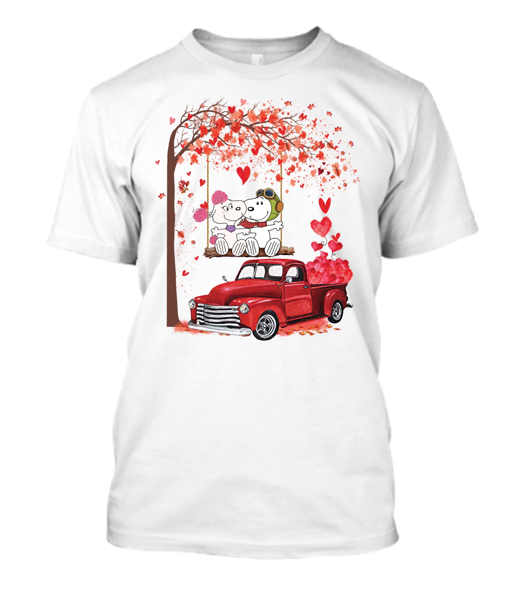 SNP Love Heart Tree Swing Red Truck Romance T-Shirt