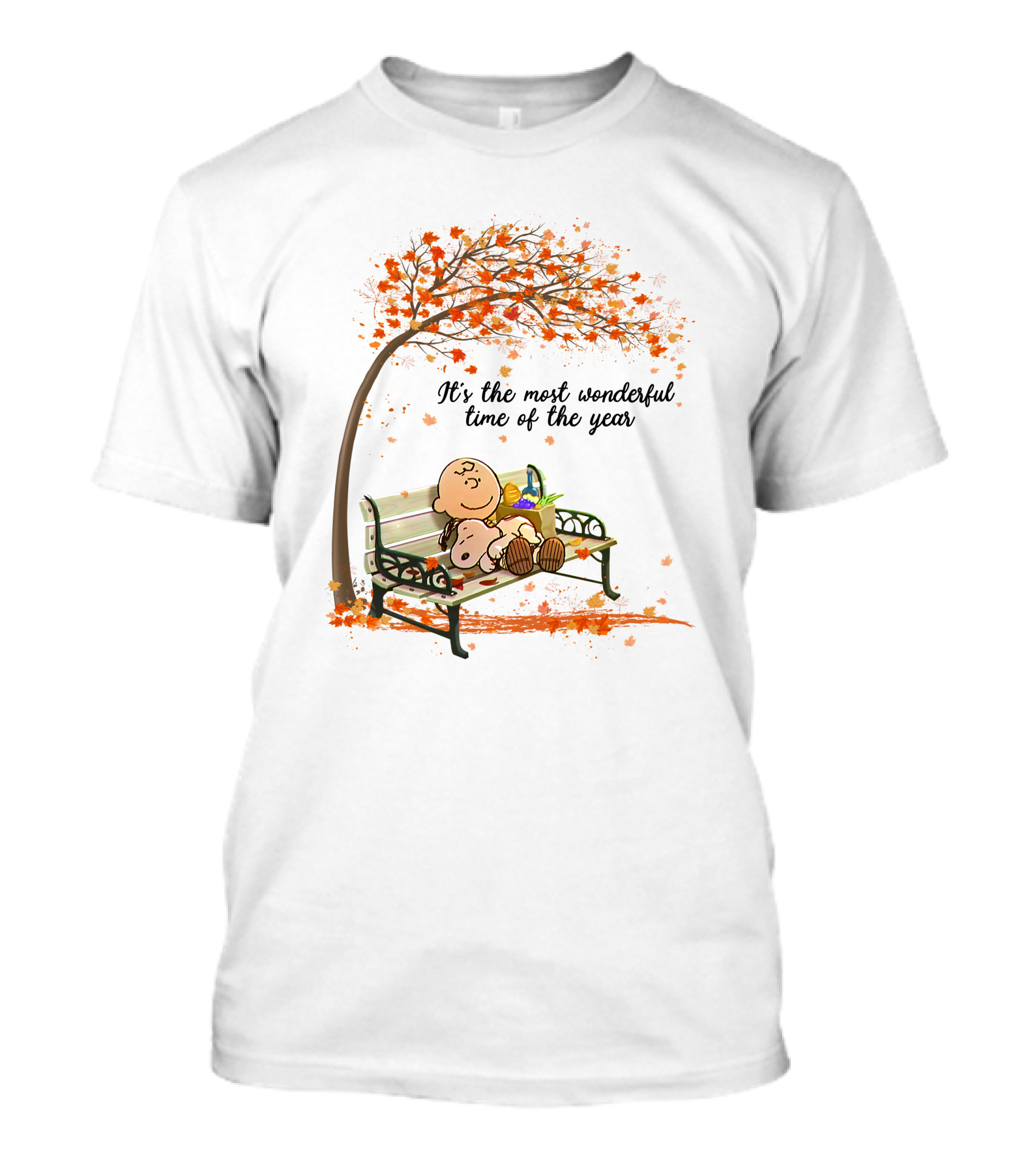 It's The Most Wonderful Time Of The Year Autumn Leaves Bench Scene T-Shirt