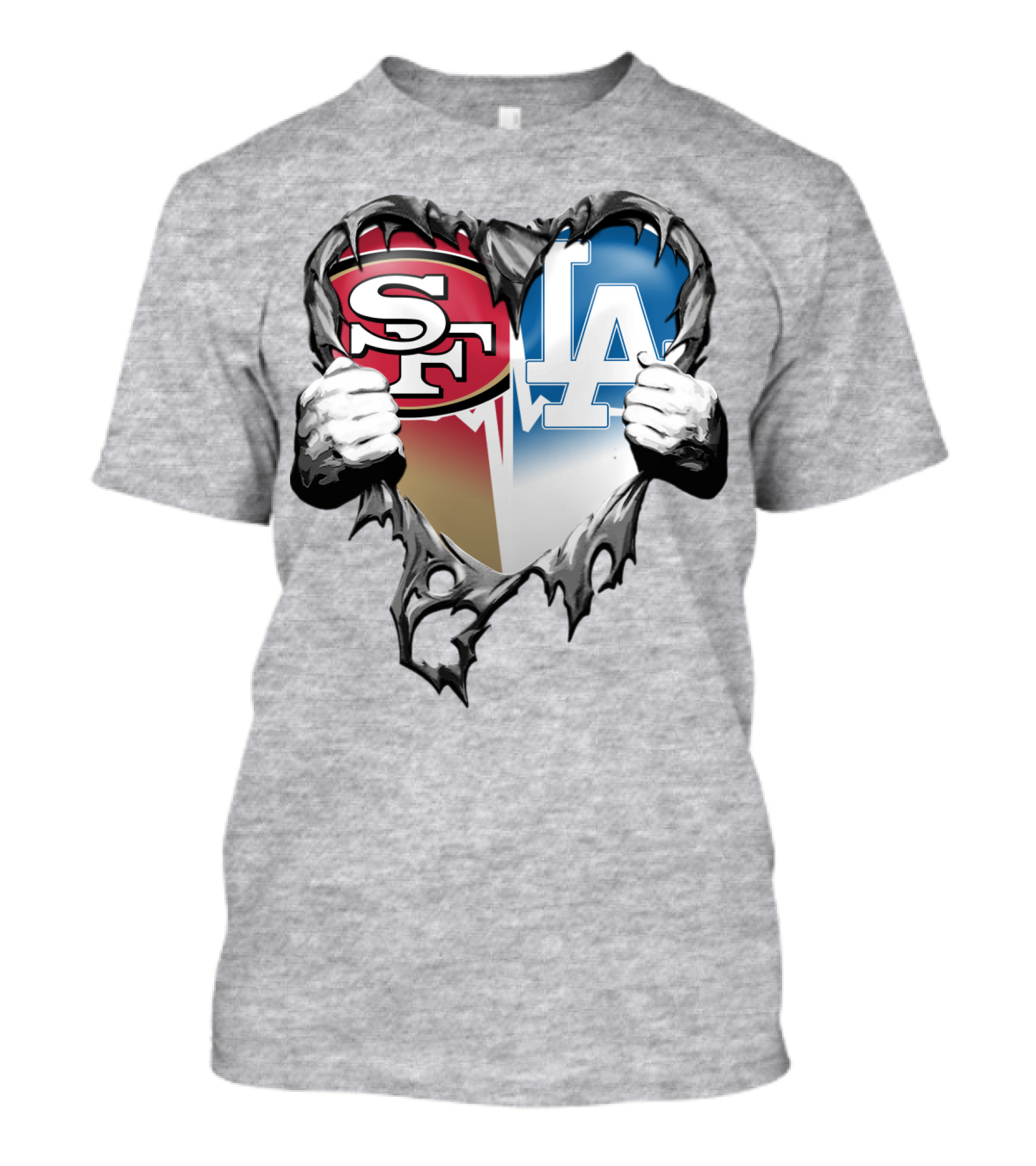 Sf La Heart Rivalry Baseball Fan Passion T-Shirt