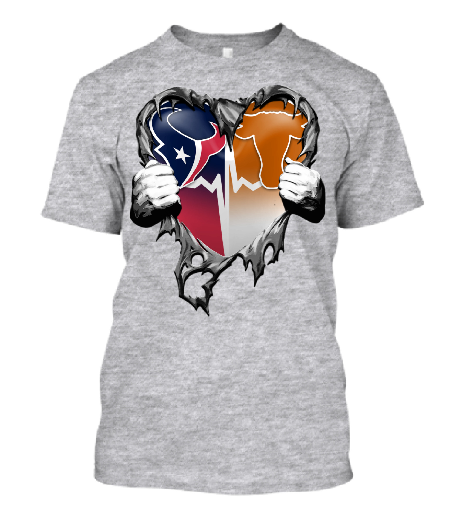 Houston Texans Dallas Cowboys Split Heart T-Shirt