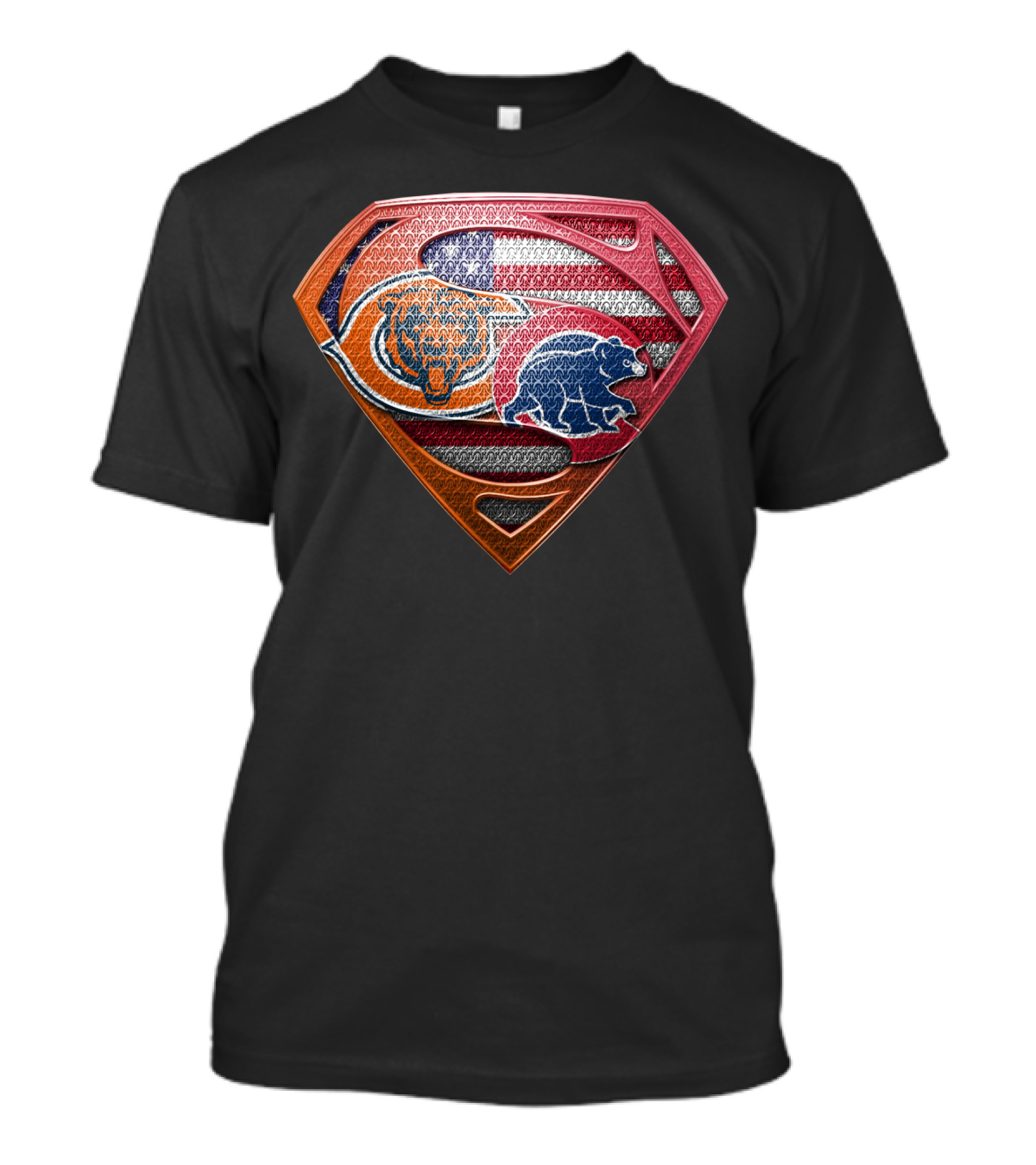 Chicago Bears Superman Shield American Flag T-Shirt