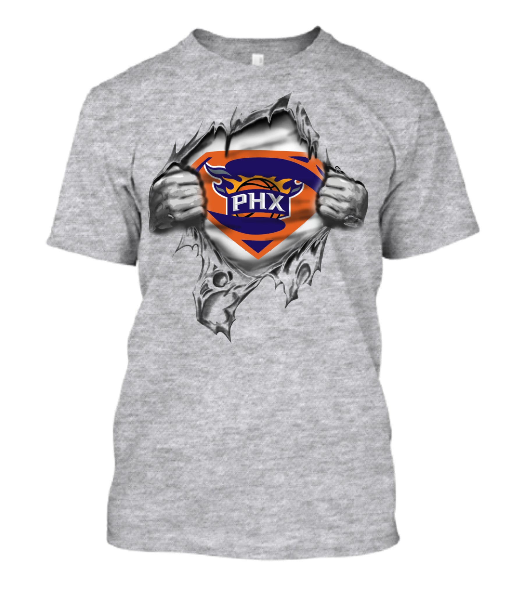 Phx Basketball Crest Superman Shield Tear T-Shirt