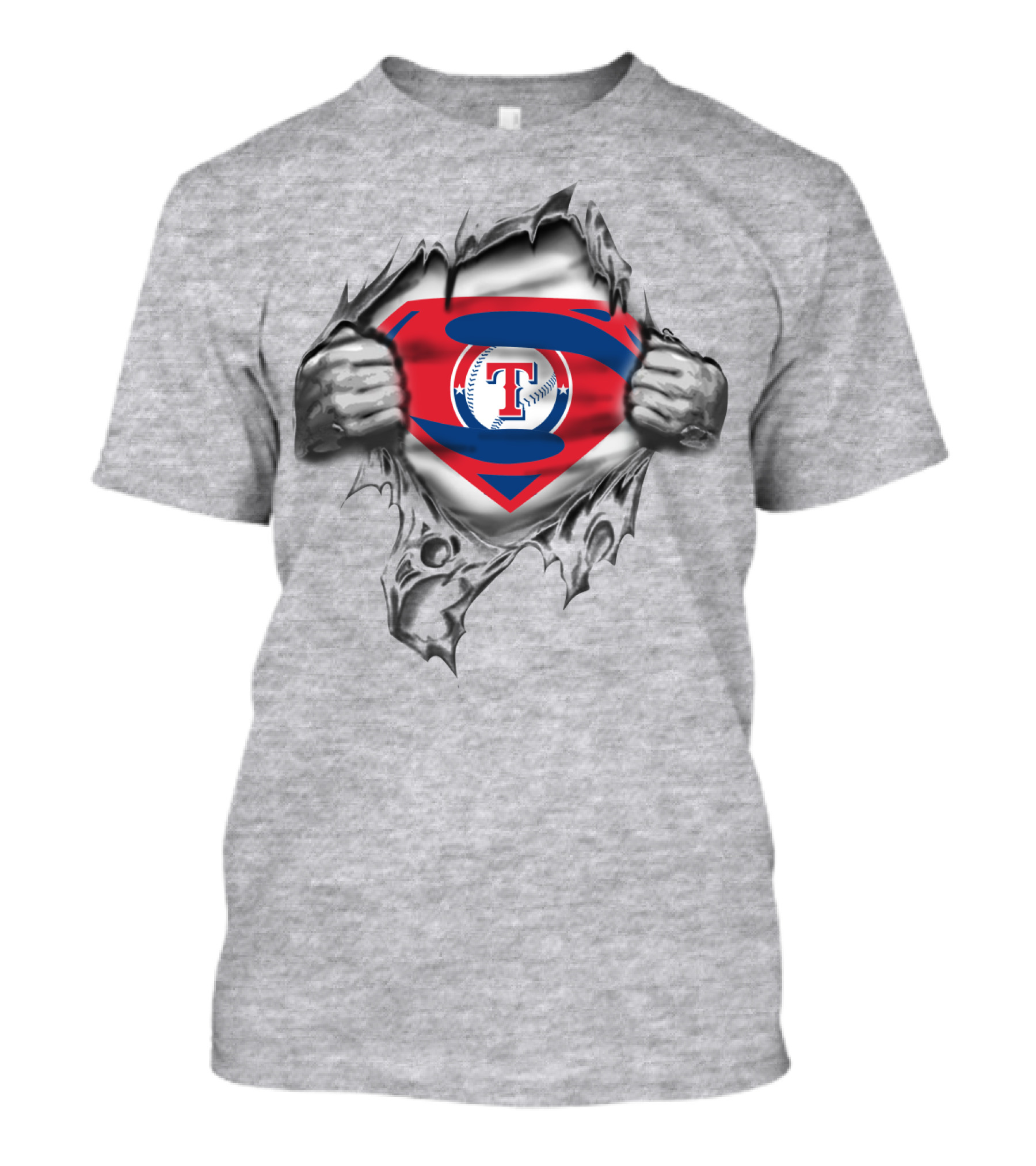 Texas Rangers Superman Baseball T-Shirt