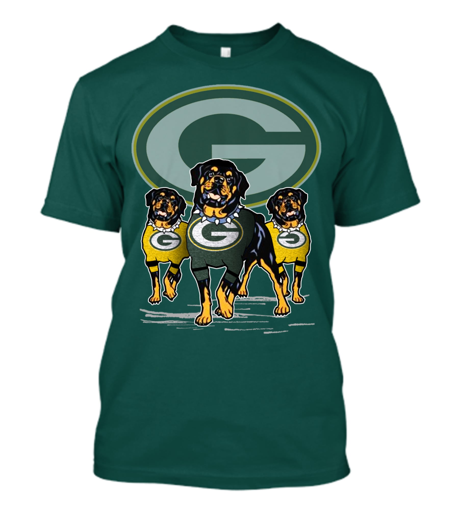 Green Bay Packers Rottweiler Trio T-Shirt