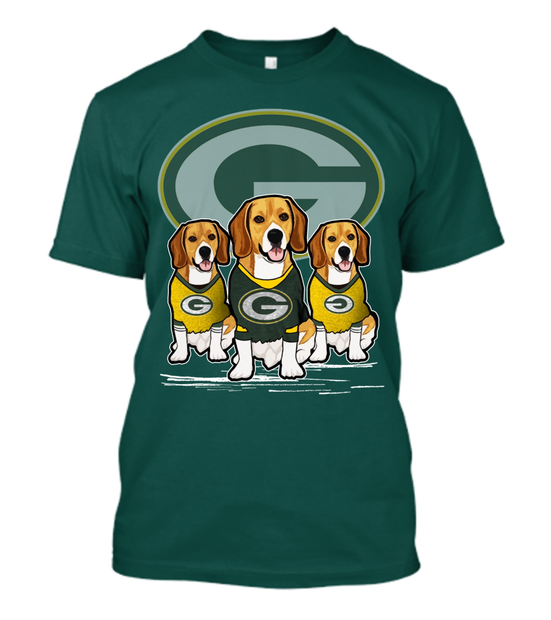 Green Bay Packers Dogs In Team Jerseys T-Shirt